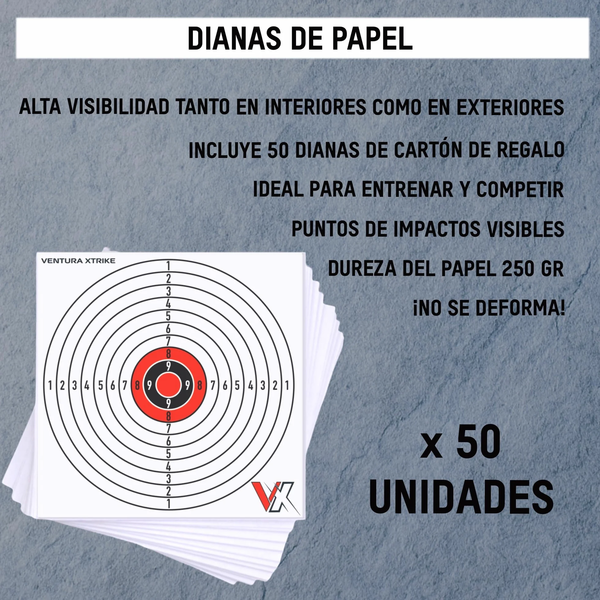 Objetivo Cazabalines de Acero 14 x 14 cm para Airsoft, Aire comprimido o Tirachinas + 50 Dianas | Diana Resistente para Entrenamiento de Precisión | Fácil Instalación | Uso Exterior e Interior