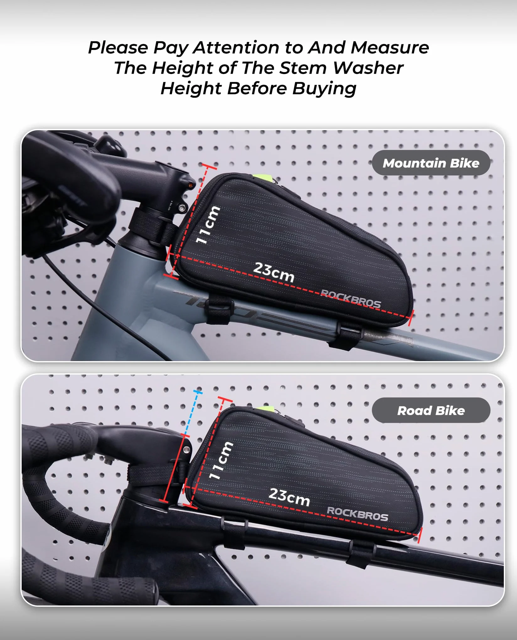 ROCKBROS Bolsa Manillar de Bicicleta, Bolsa Móvil de Tubo Superior para MTB Bicicleta Carretera Ciclismo Compatible con Teléfono de Debajo de 6,5”