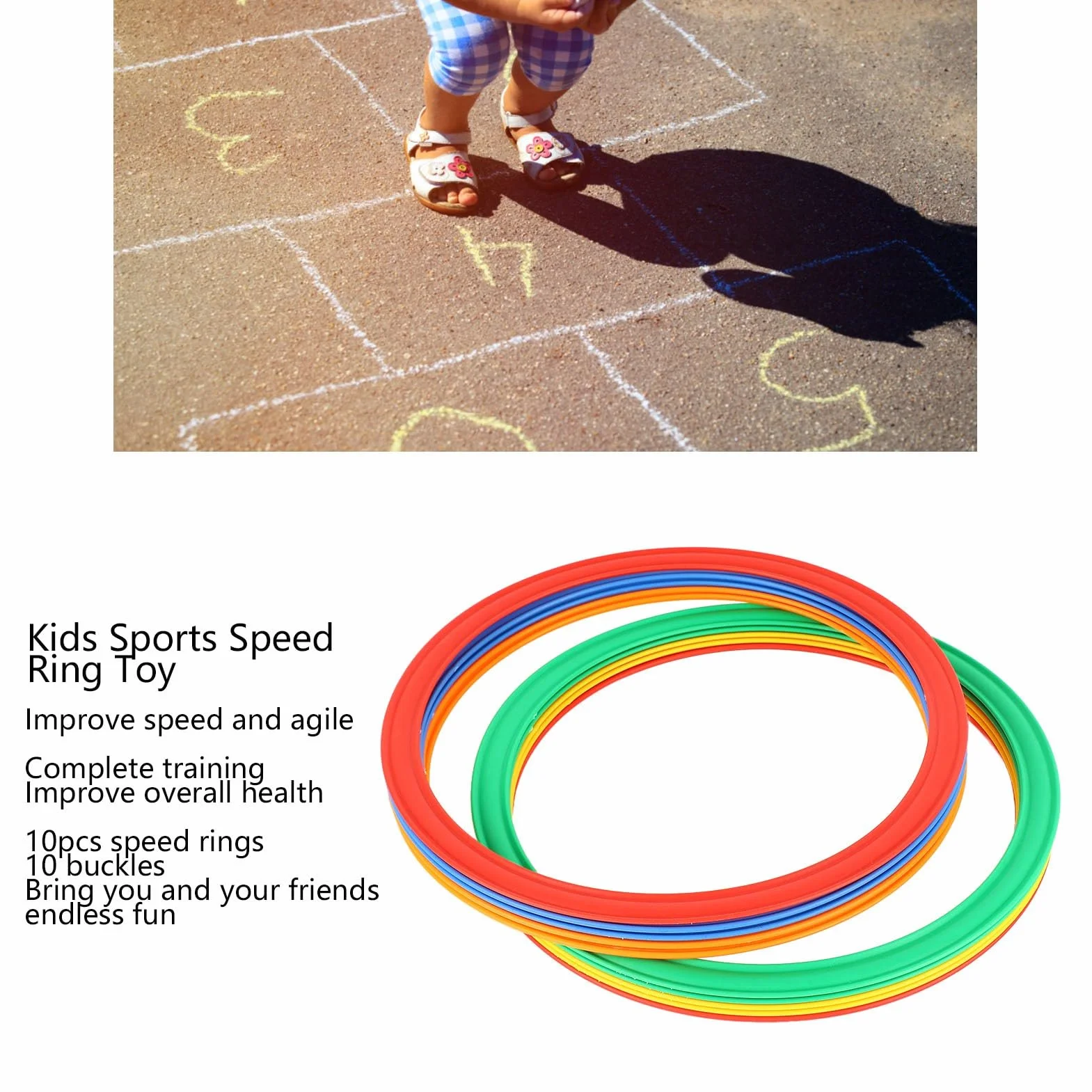 Juego de Anillos de Velocidad Deportivos para Niños, Juguete de Mayor Agilidad con 10 Anillos, 10 Hebillas, para Uso en Exteriores
