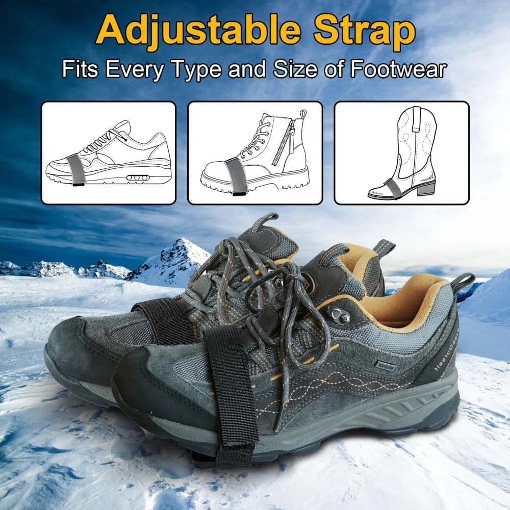 Crampones Nieve Hielo, Crampones Antideslizante con 5 Dientes de Acero Inoxidable, Crampones Hielo, Antideslizante Nieve Hielo Tracción, Crampones Tacos Picos, Steigeisen para Wanderschuhe