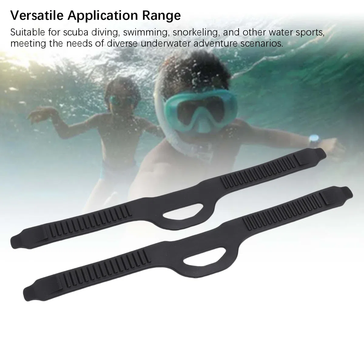 Sxhlseller Correas de aleta de repuesto, correa ajustable de TPR para buceo, para natación, esnórquel, buceo, compatible con la mayoría de aletas de buceo, paquete de 2