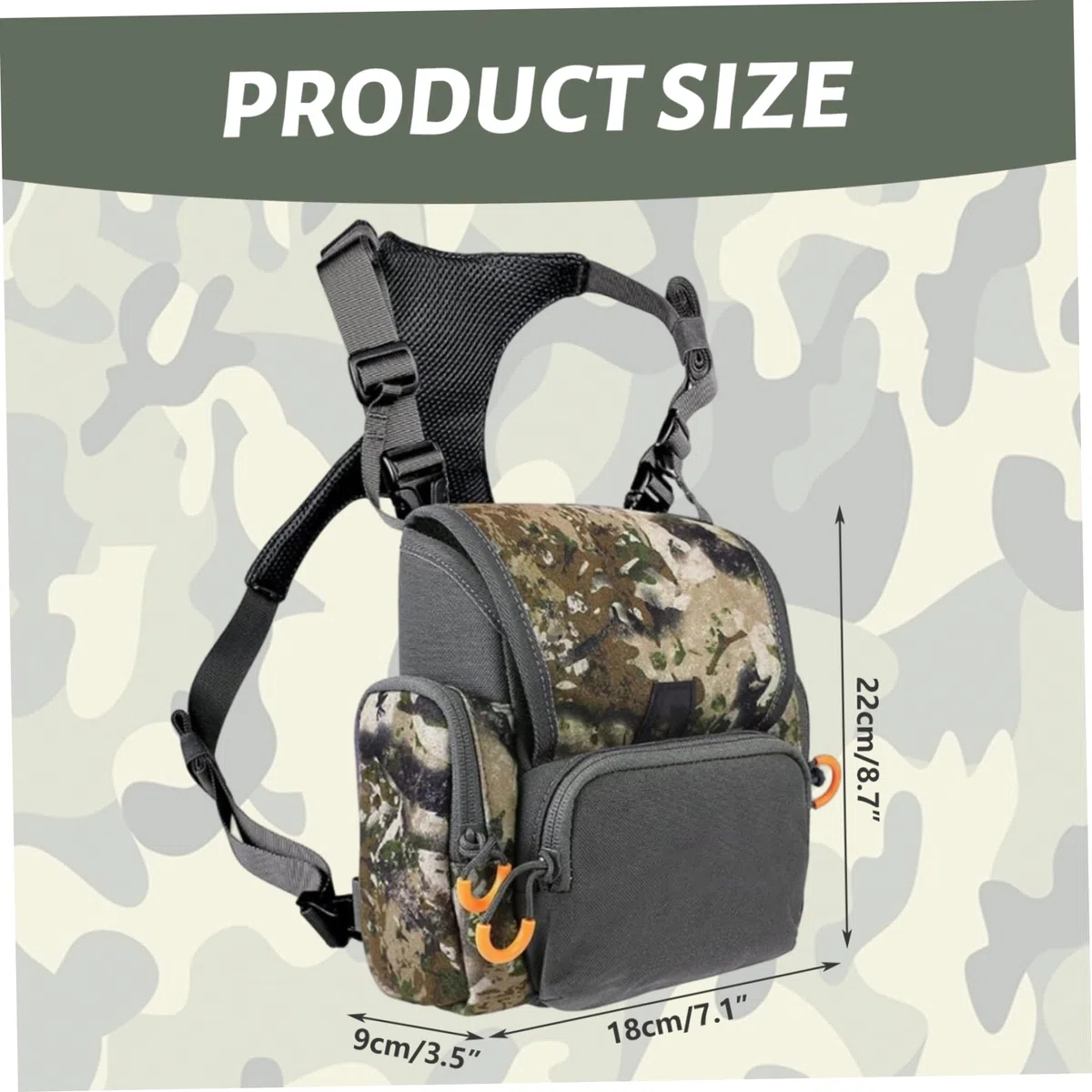Arnés binocular, paquete de pecho de caza ajustable y transpirable con paquete de caza impermeable con múltiples bolsillos para hombres y mujeres