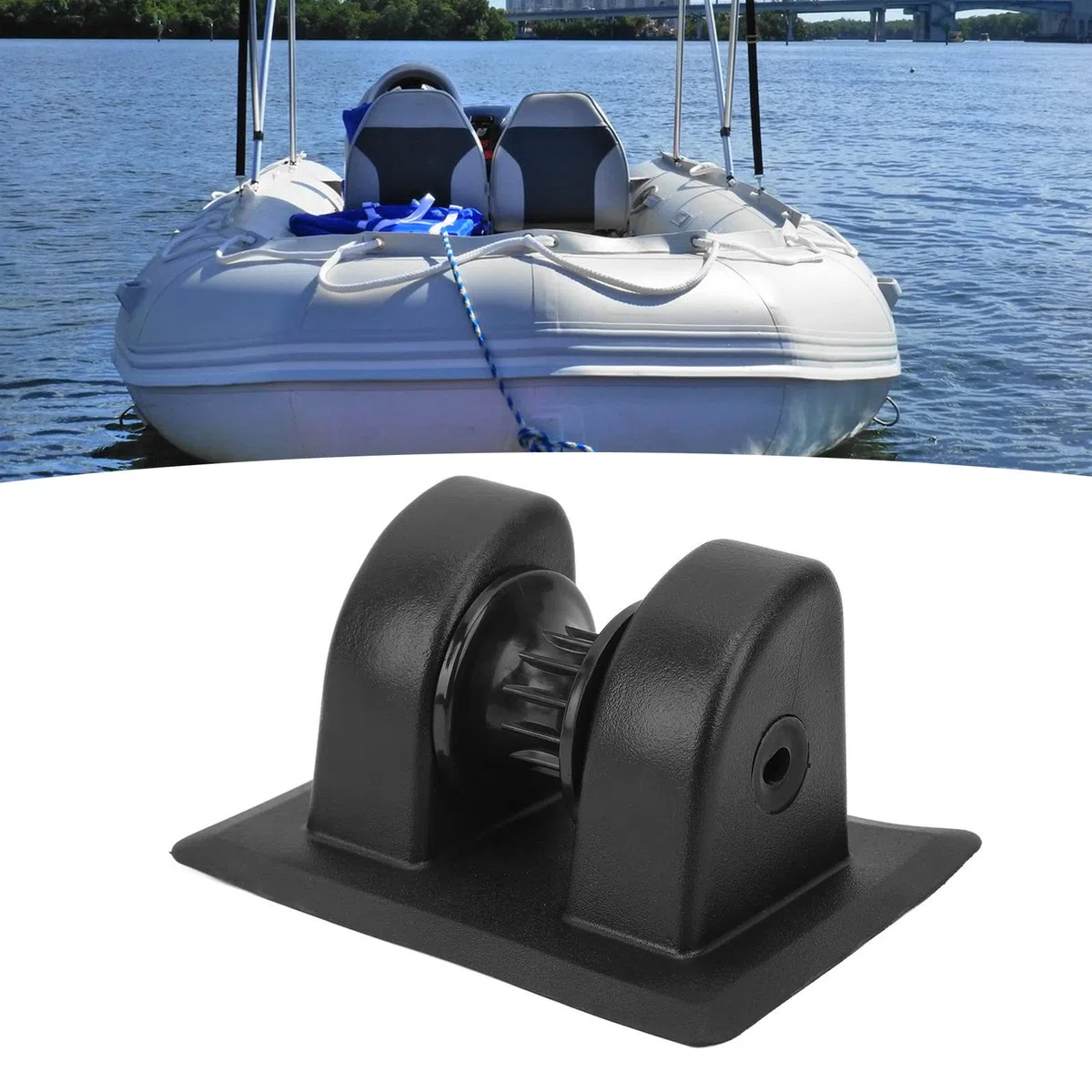 Ancla de PVC Amarre Parche Soporte de Ancla Rueda Ancla Fila Canotaje Botes Inflables Kayaks Bote Accesorios Bote Inflable Soporte de Ancla(Negro)