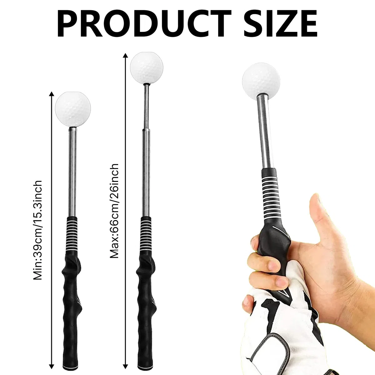Ayudas para El Entrenamiento De Golf, Entrenador De Swing De Golf Palo De Entrenamiento De Fuerza Escalable Entrenador De Swing De Golf PortáTil Rebote AutomáTico De 39-66cm