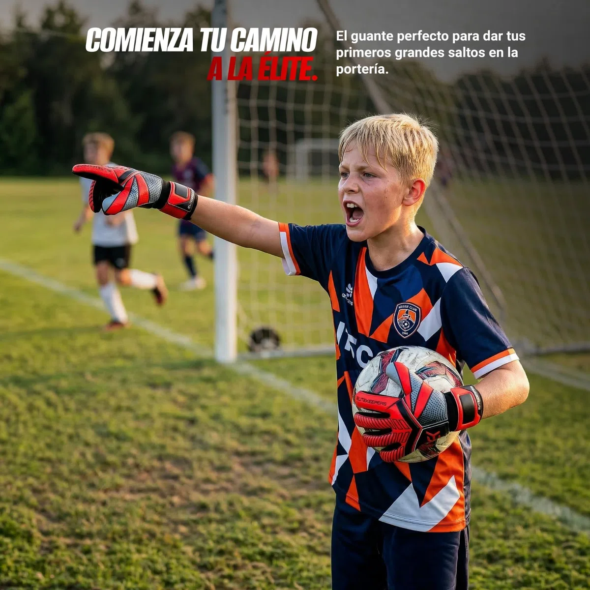 Guantes de Portero EK Basic Fury Niño – Guantes Fútbol con Palma Látex 3+3mm, Protecciones Dedos, Transpirables y Cómodos – para Entrenamiento y Partido
