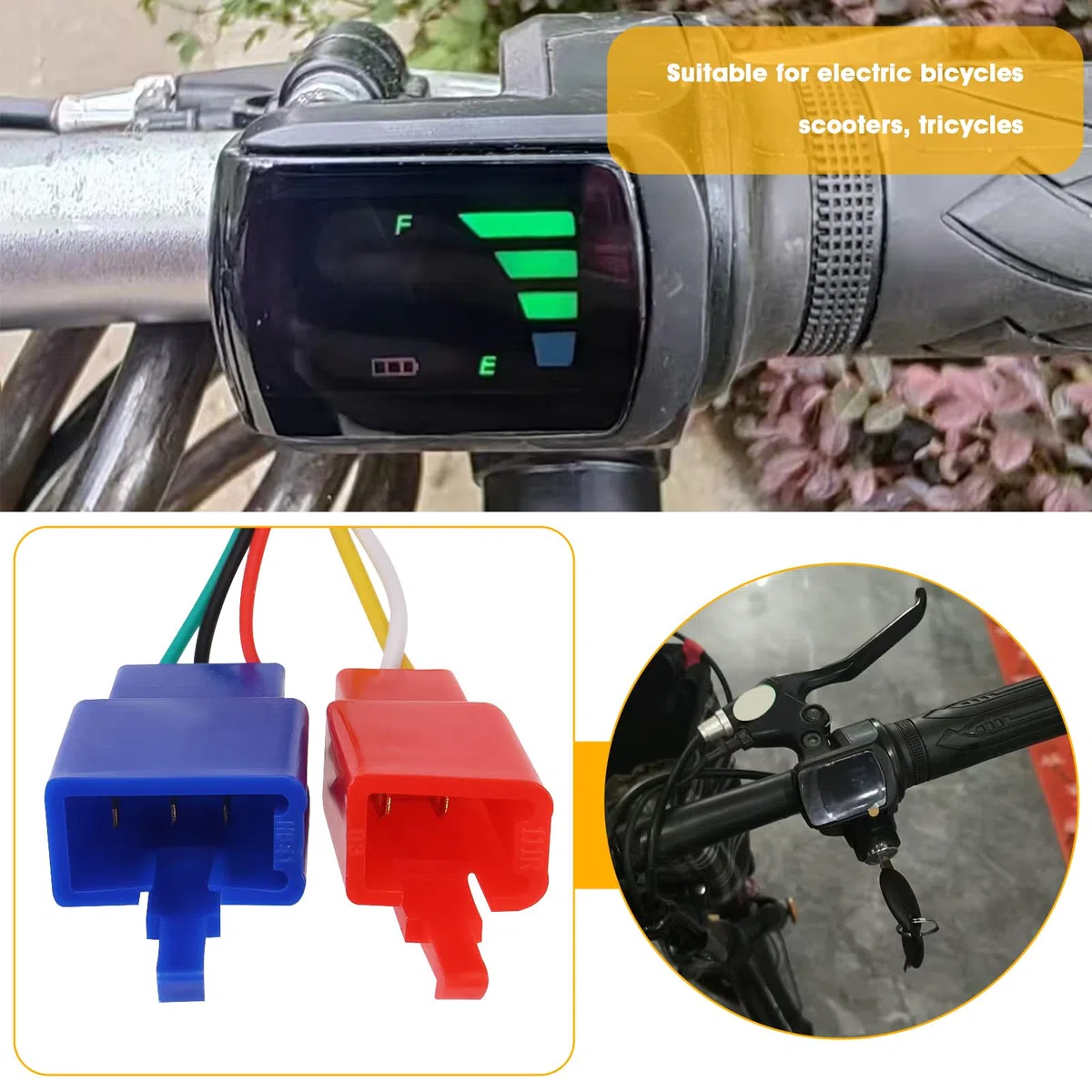 SG Store 1 Juego de Empuñaduras para Bicicleta Eléctrica con Pantalla LED A Prueba de Agua Y Llaves Adecuadas para Bicicletas Eléctricas Scooters Triciclos Y Otros Vehículos Eléctricos