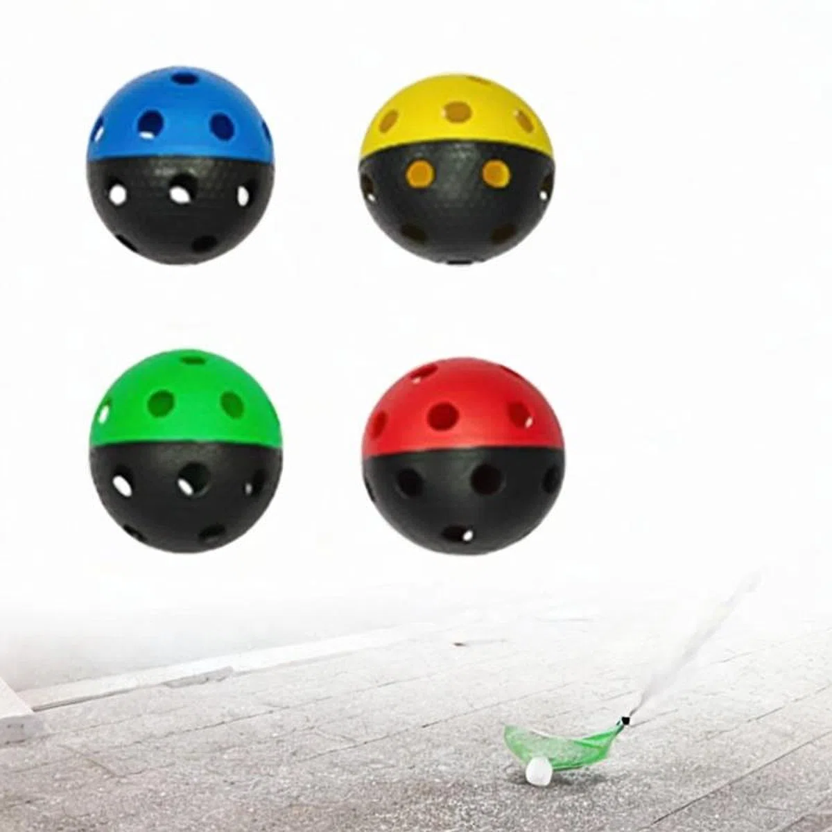 4 Bolas de Floorball Unihockey, Ligeras, 26 Agujeros, Pelotas Huecas de competición, Floorballs para Equipos de Juego, Gimnasio al Aire Libre