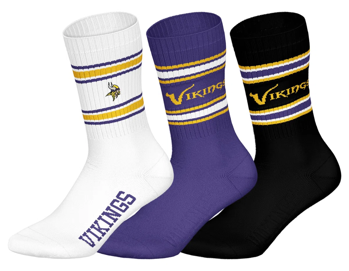 NFL Minnesota Vikings 3pk Crew Socks Calcetines deportivos Unisex adulto (Pack de 3)