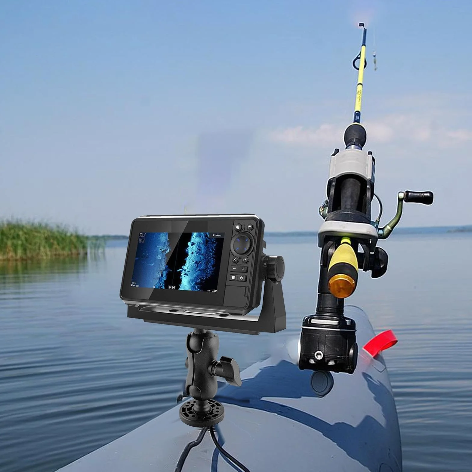 Soporte para buscador de Peces | Placa de Montaje para sonda de Pesca en balsa para Pesca en Barco - Soporte electrónico para buscador de Peces, Soporte para buscador de Peces electrónico Marino para