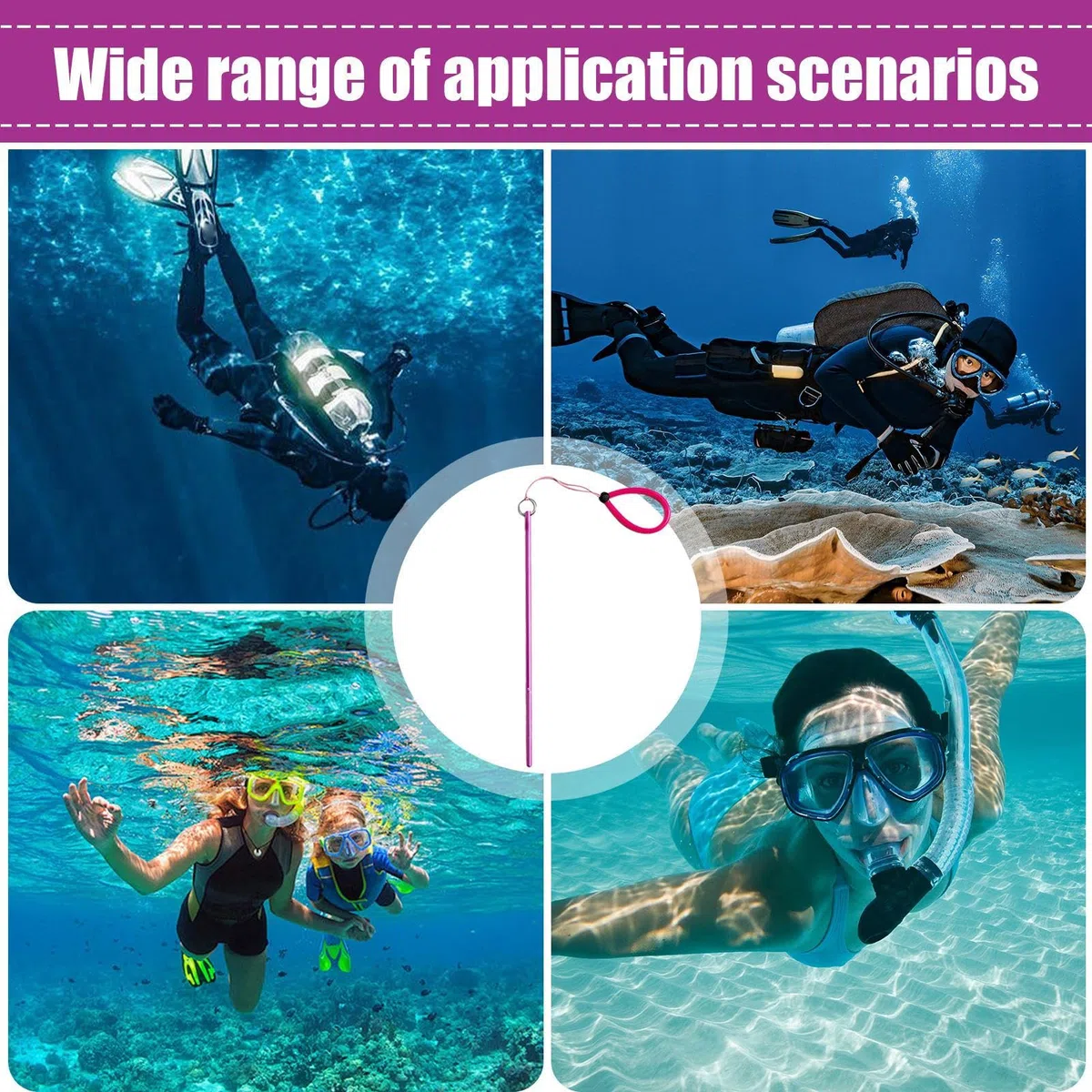 Generador De Ruido para Buceo, De Buceo | Varilla De Buceo con Puntero De Cosquillas De Langosta De Aleación De Aluminio,Generador De Ruido Subacuático Portátil con Correa para La Muñeca para BUC