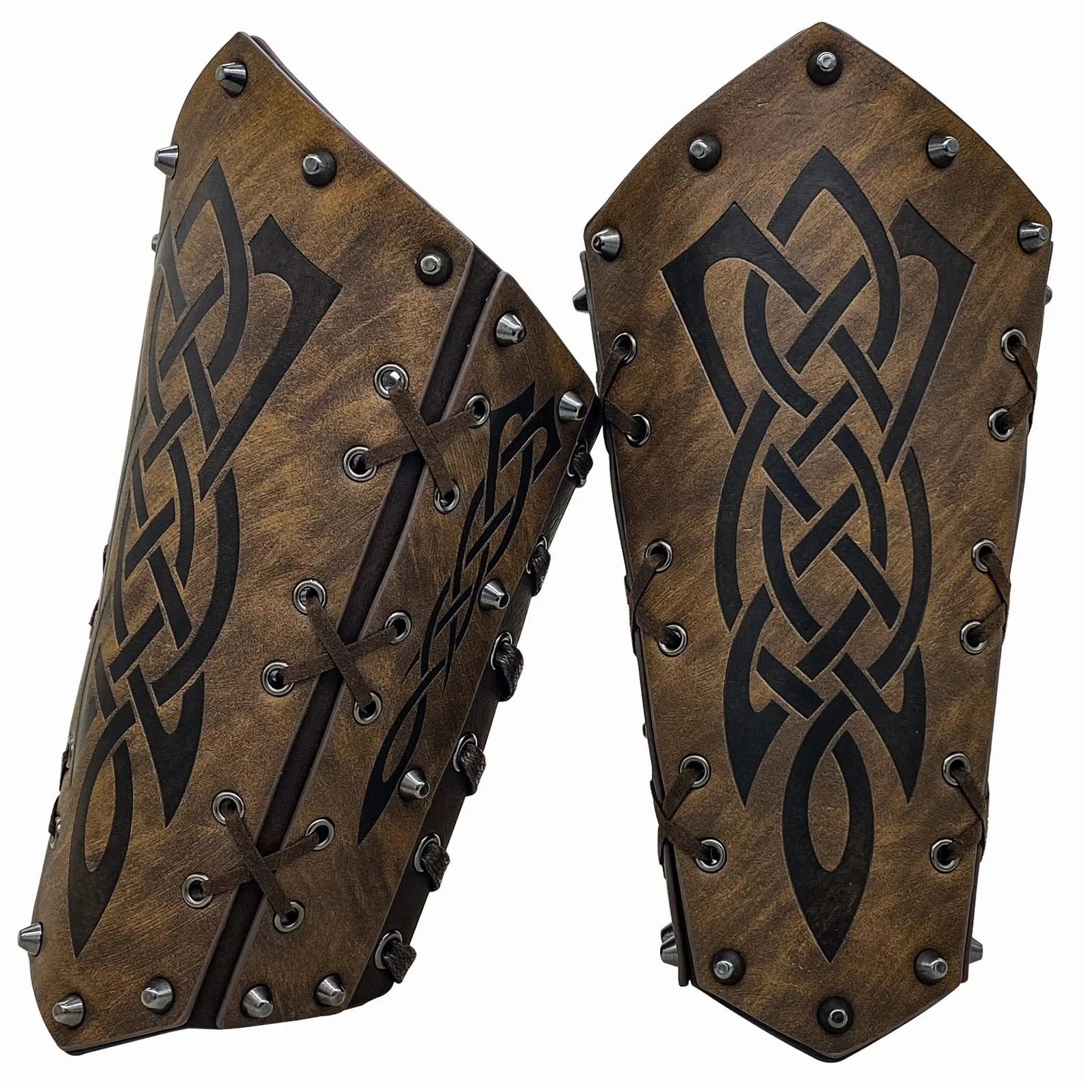2 piezas de cuero protectores de brazo vikingo guantelete pulsera Caballero Medieval tiro con arco brazales ajustable LARP Cosplay brazalete para hombres