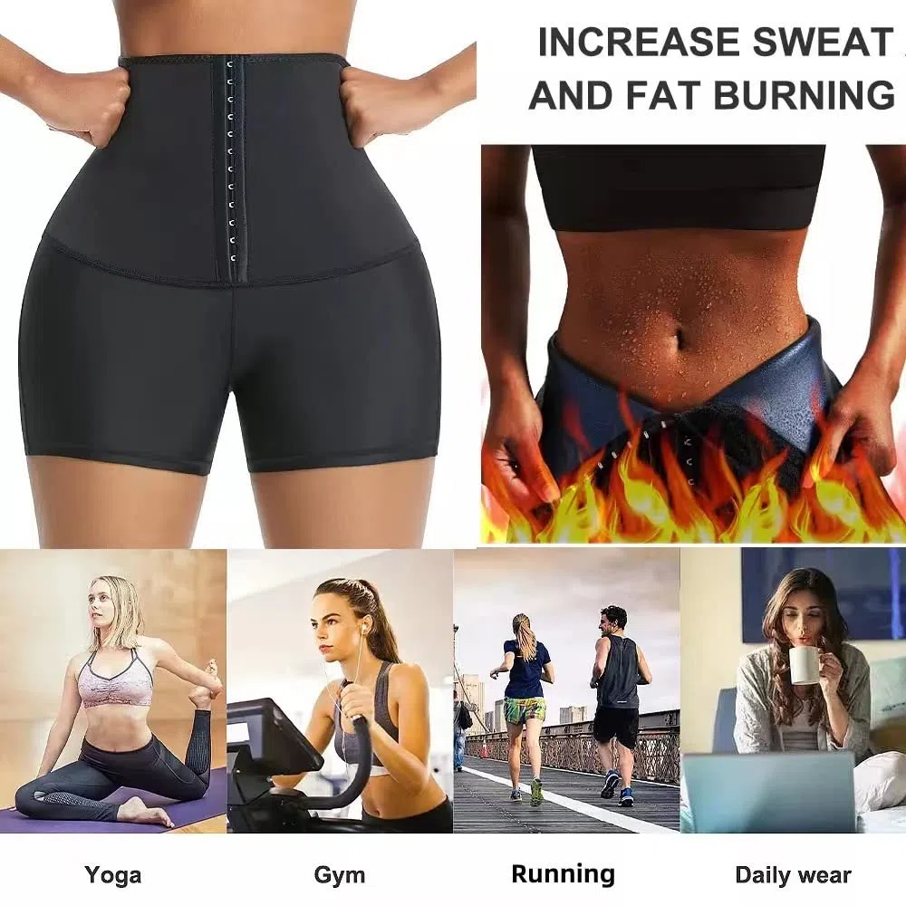 Pantalones Sauna Mujer Corto Pantalón de Sudoración Cintura Alta Leggins Reductores Ajustable Adelgazantes Pantalon Neopreno Térmicos Mallas Fitness Push Up para Deporte Running Yoga