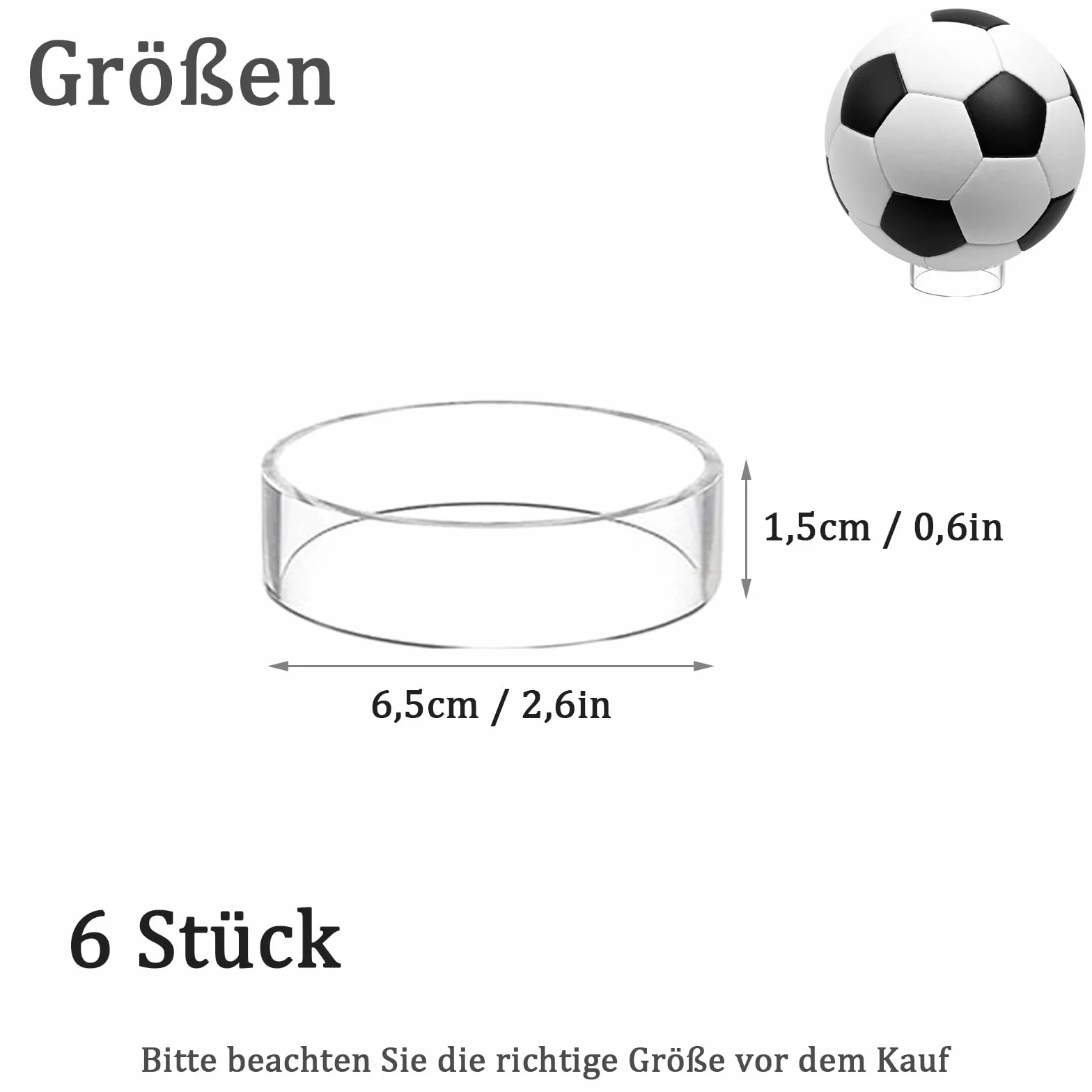 Juego de 6 soportes para pelotas de acrílico, Organizador Balones para exhibir baloncesto, fútbol y voleibol