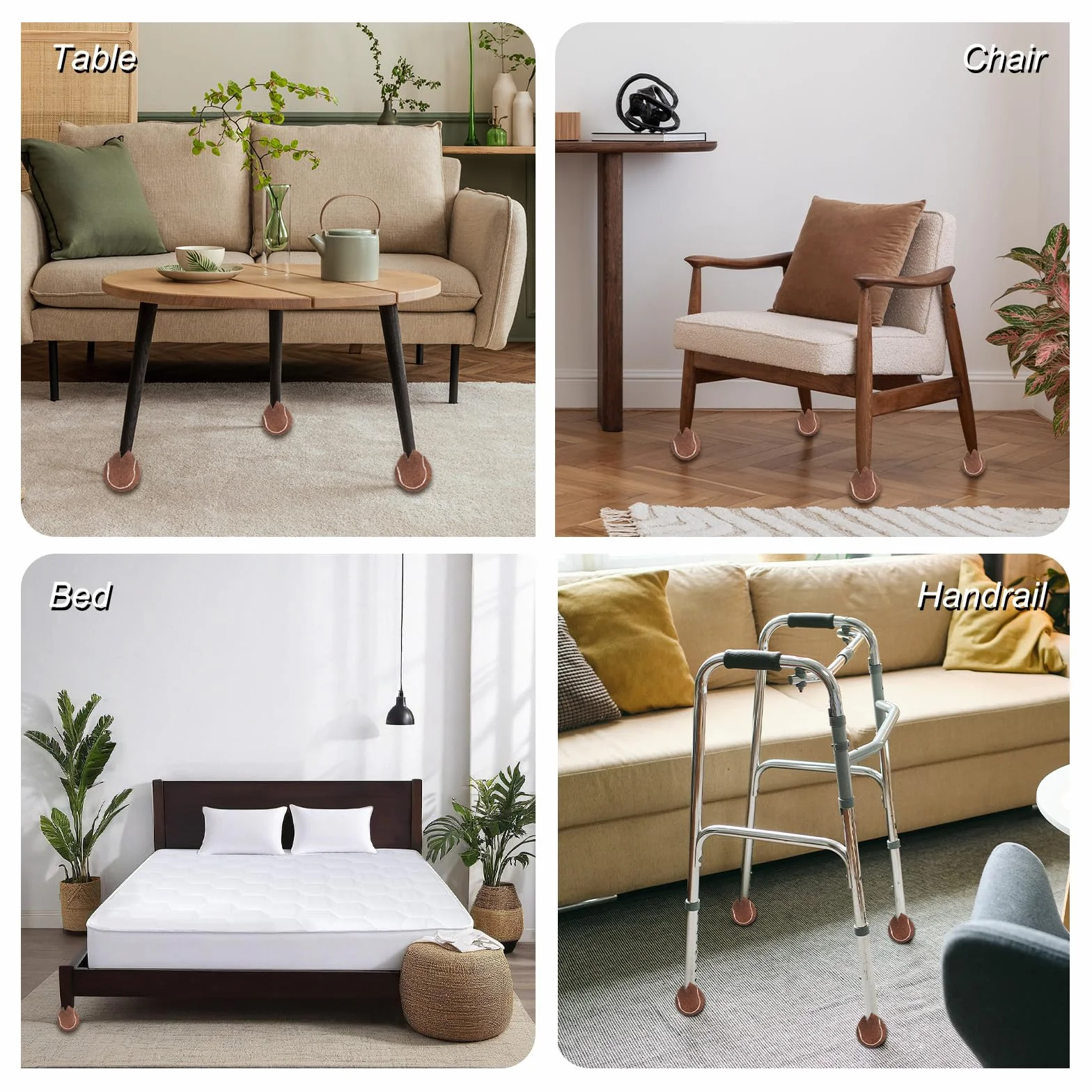 QUARKZMAN 4 Piezas de Bolas de Tenis Precortadas para Andadores, Accesorios Universales de Deslizamiento para Patas de Muebles y Protección de Suelos, Negro
