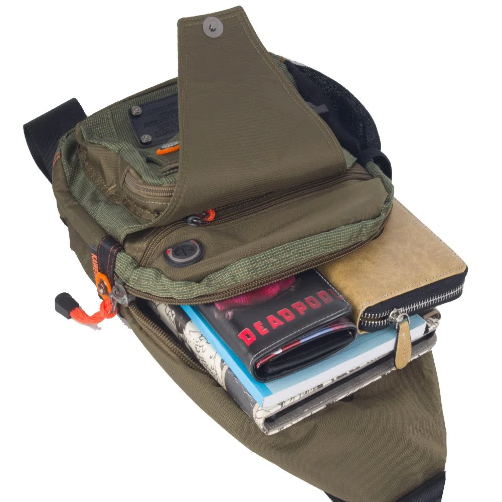 Mochila bandolera de nailon (C-verde)