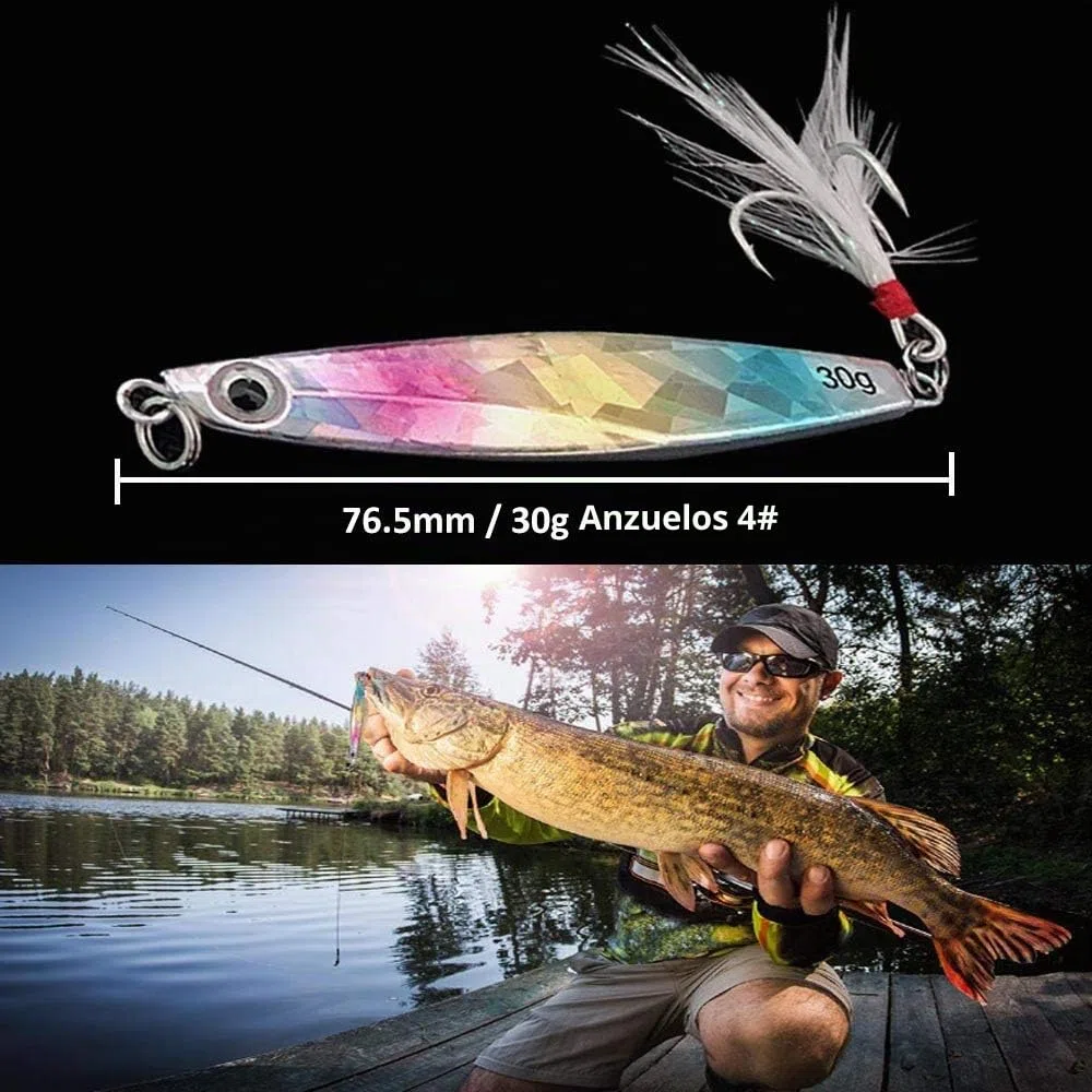 Juego de 6 señuelos de Pesca, cebos de Pesca, Cebos Artificiales Articulos de Pesca, Trucha, Anzuelo de Trucha, Cebo de Pesca con Ganchos