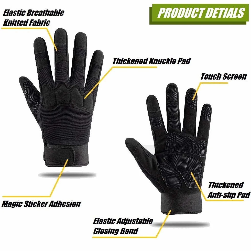 HYCOPROT Guantes Tácticos de Dedos Completos Ligeros Transpirables para Exteriores Militares Pantalla Táctil Guantes de Motocicleta para Tiro, Caza, Escalada, Motociclismo