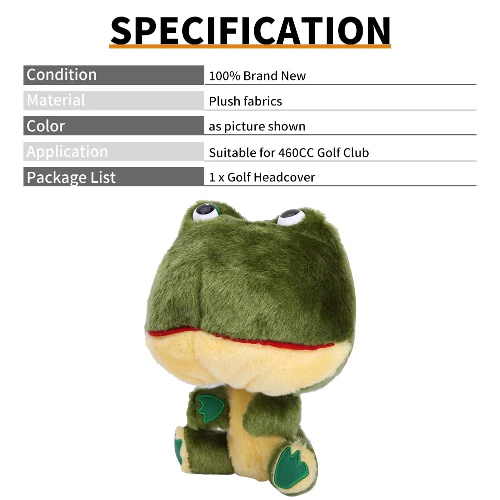 Funda para cabeza de palo de golf de felpa, diseño de personaje de rana con forro de agua que protege los híbridos de madera del conductor, funda de felpa suave para hombres y mujeres, golfistas como