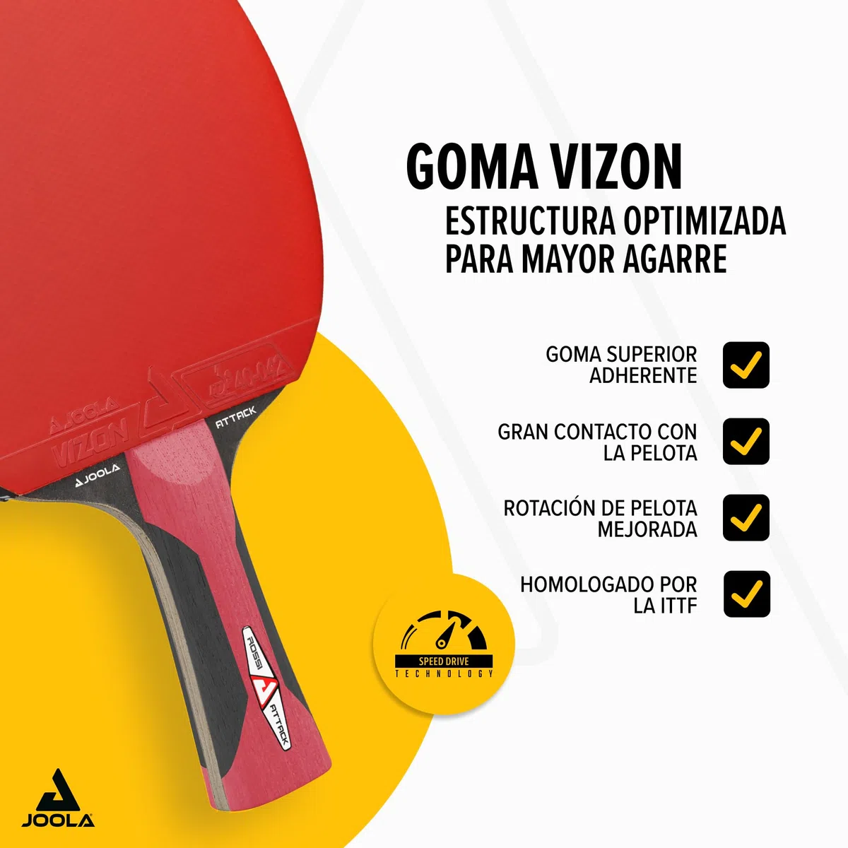 JOOLA ROSSKOPF - Raqueta de Tenis de Mesa aprobada por la ITTF para Jugadores Profesionales o de Club, tecnología Compwood