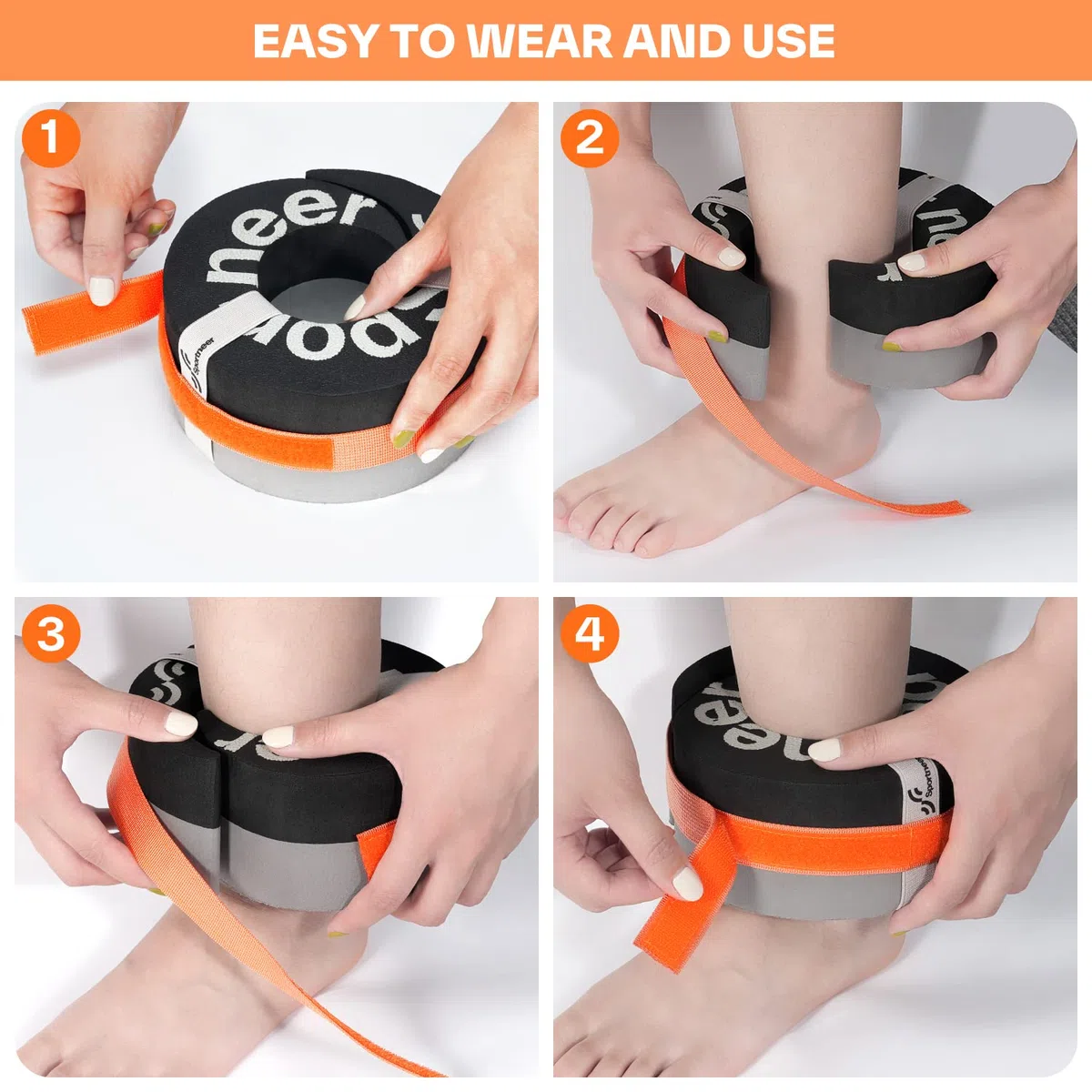 Sportneer - Equipo de puños acuáticos de Espuma: Anillo Flotante para aeróbicos acuáticos para Piscina, Ejercicio, Fitness, Entrenamiento, Pesas, Tobillos, Cinturones de Brazo con Velcro Desmontable