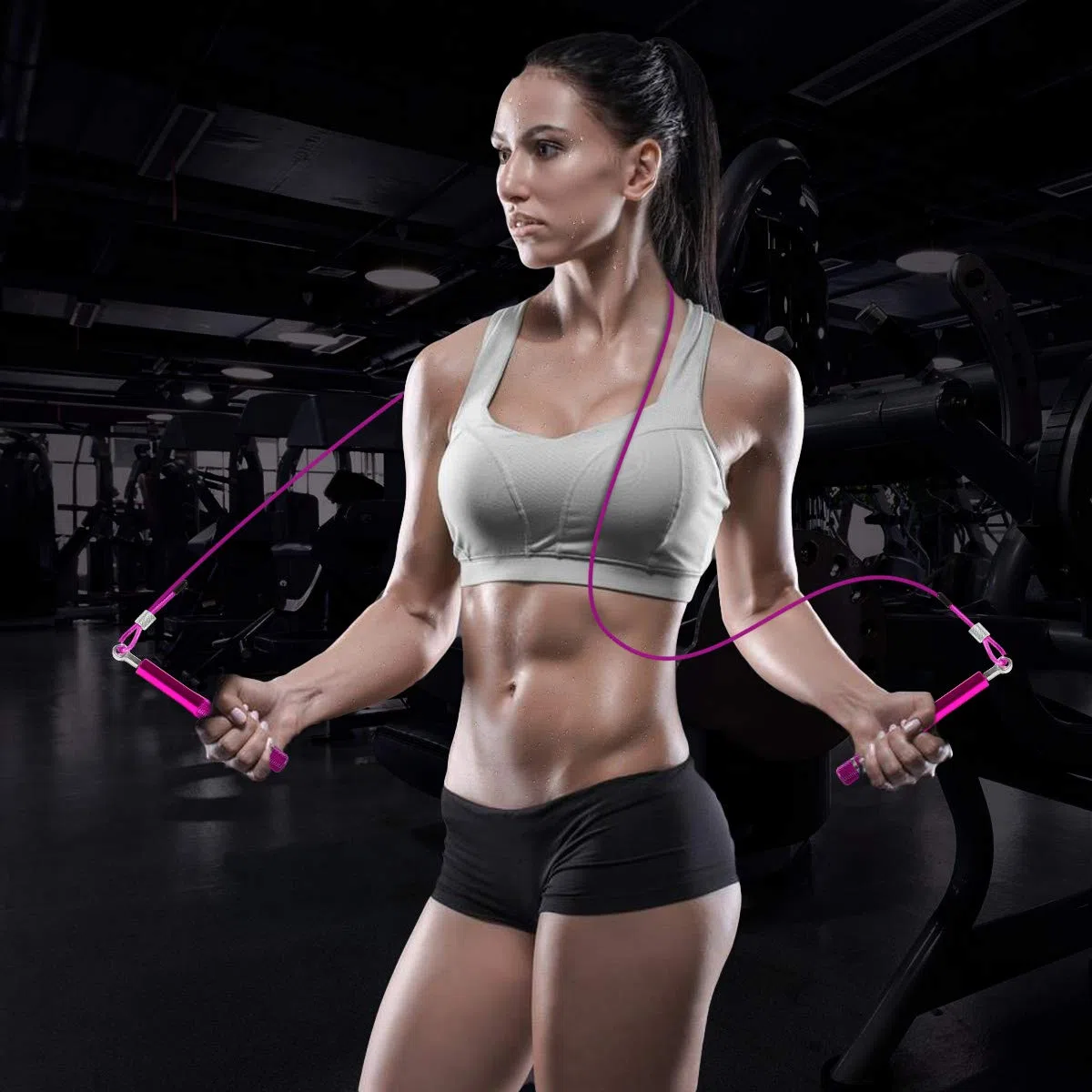 Cuerda de saltar, cuerda de saltar de velocidad Wastou para ejercicio de fitness, cuerda de saltar ajustable para adultos para hombres, mujeres, niños, niñas