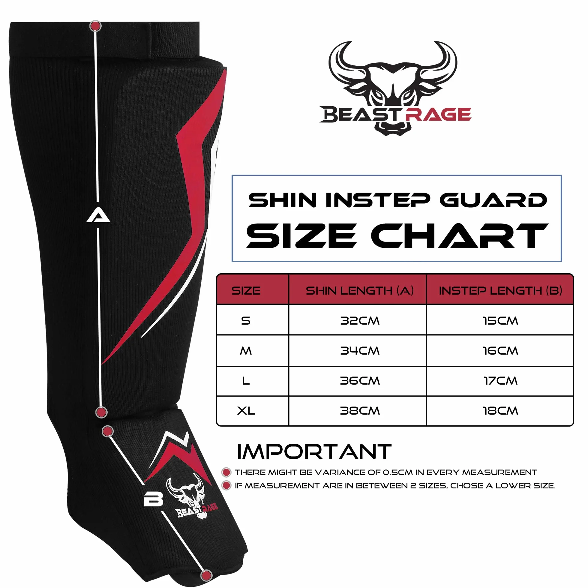 BEAST RAGE Espinilleras para kickboxing, almohadillas de protección de empeine para entrenamiento de Muay Thai, artes marciales, boxeo de artes marciales, protector acolchado elástico para piernas