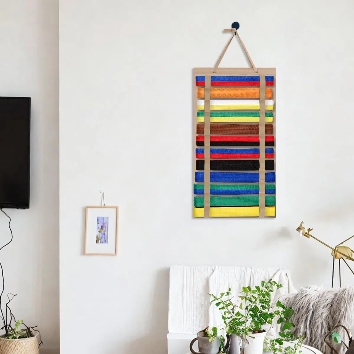 Amagogo Organizador de Cinturones de Artes Marciales, Soportes para Colgar en la Pared, 12 Cinturones de Karate para niños, Adultos, Almacenamiento de