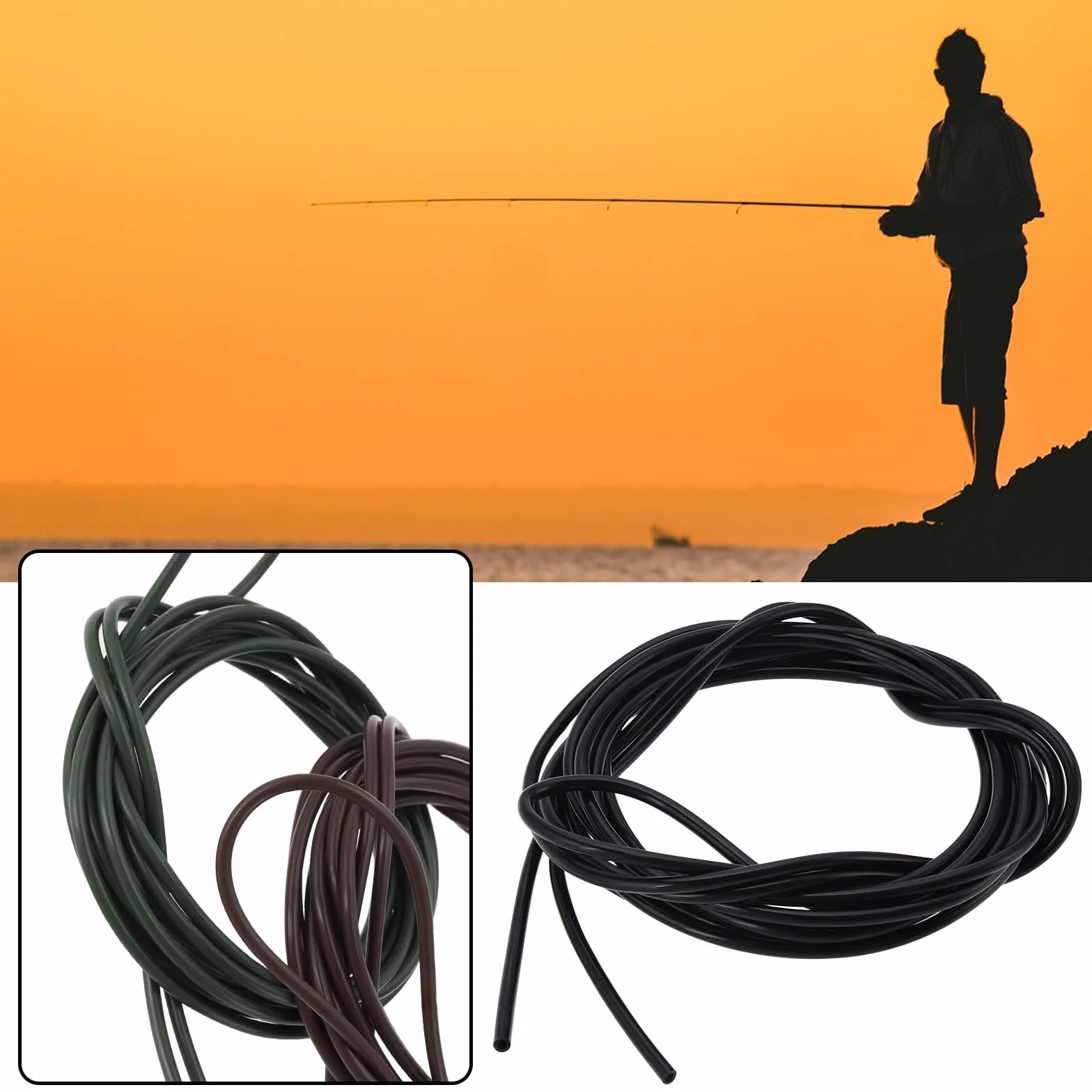 EMSea 6Pcs Tubos Termorretráctiles de Goma de Silicona de 2 Metros para Pesca de Carpas Aparejos de Pesca con Cebo Antienredos en 3 Colores para Aparejos de Pesca de Carpas