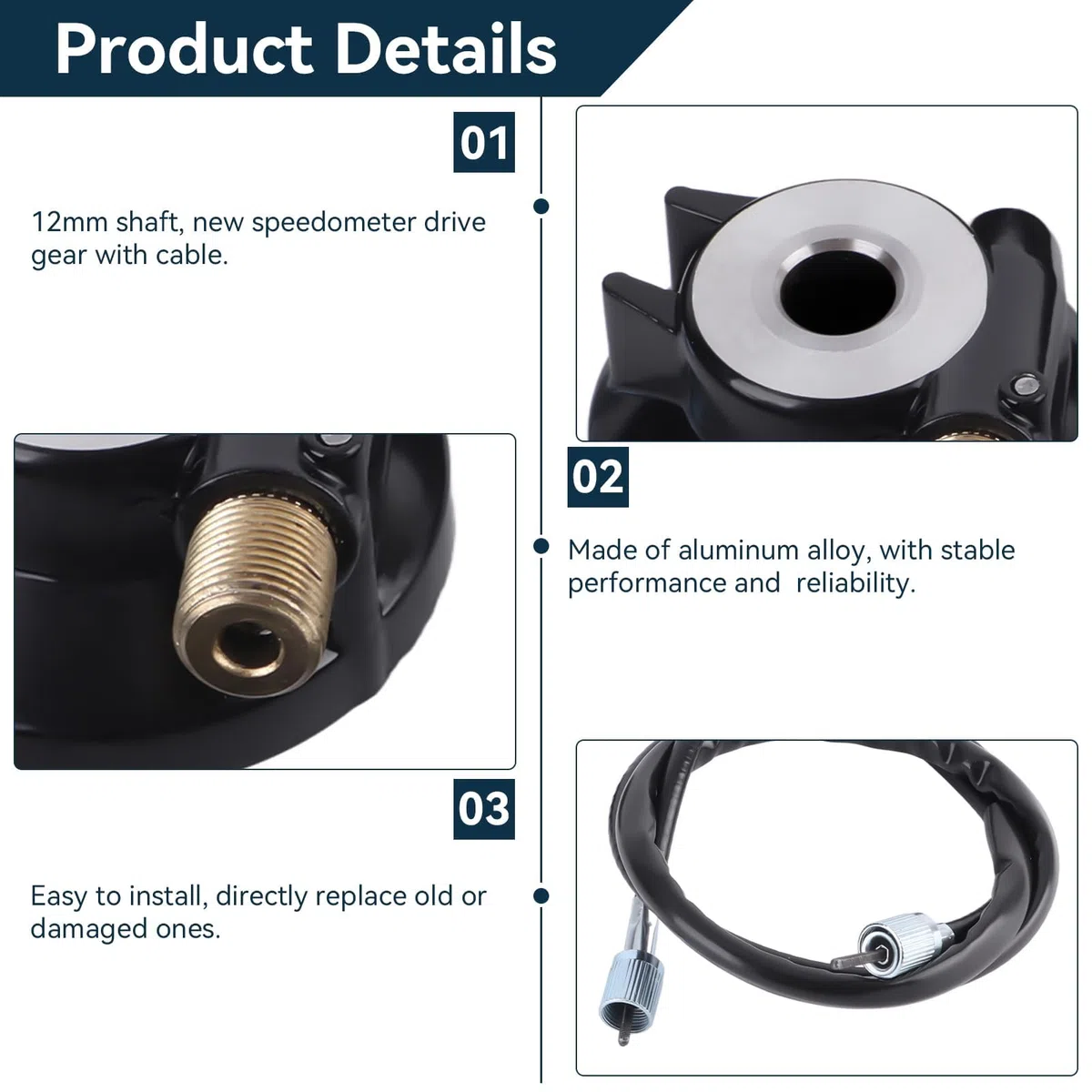 Velocímetro De 12MM, Repuestos Para Scooter De Aleación De Aluminio Velocímetro Para Deportes De Motor Con Cable De 100 CM Para Scooter Gy6 De 50 CC Y 150 CC Accesorio De Repuestocable