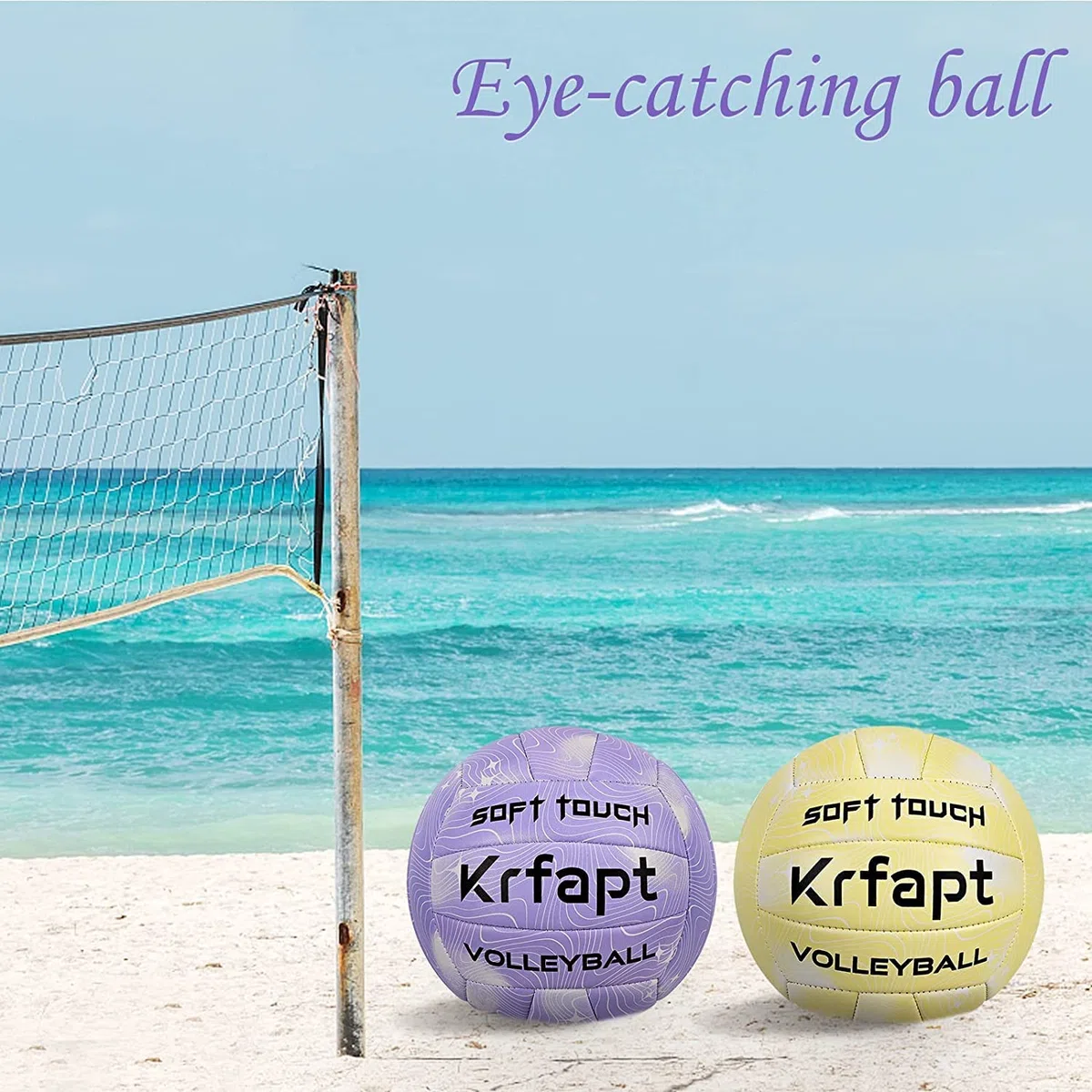 Balón de voleibol y voleibol de playa oficial tamaño 5 – Soft Touch – Pelota de entrenamiento para exteriores/interiores, resistente al agua con diseño ondulado (morado)