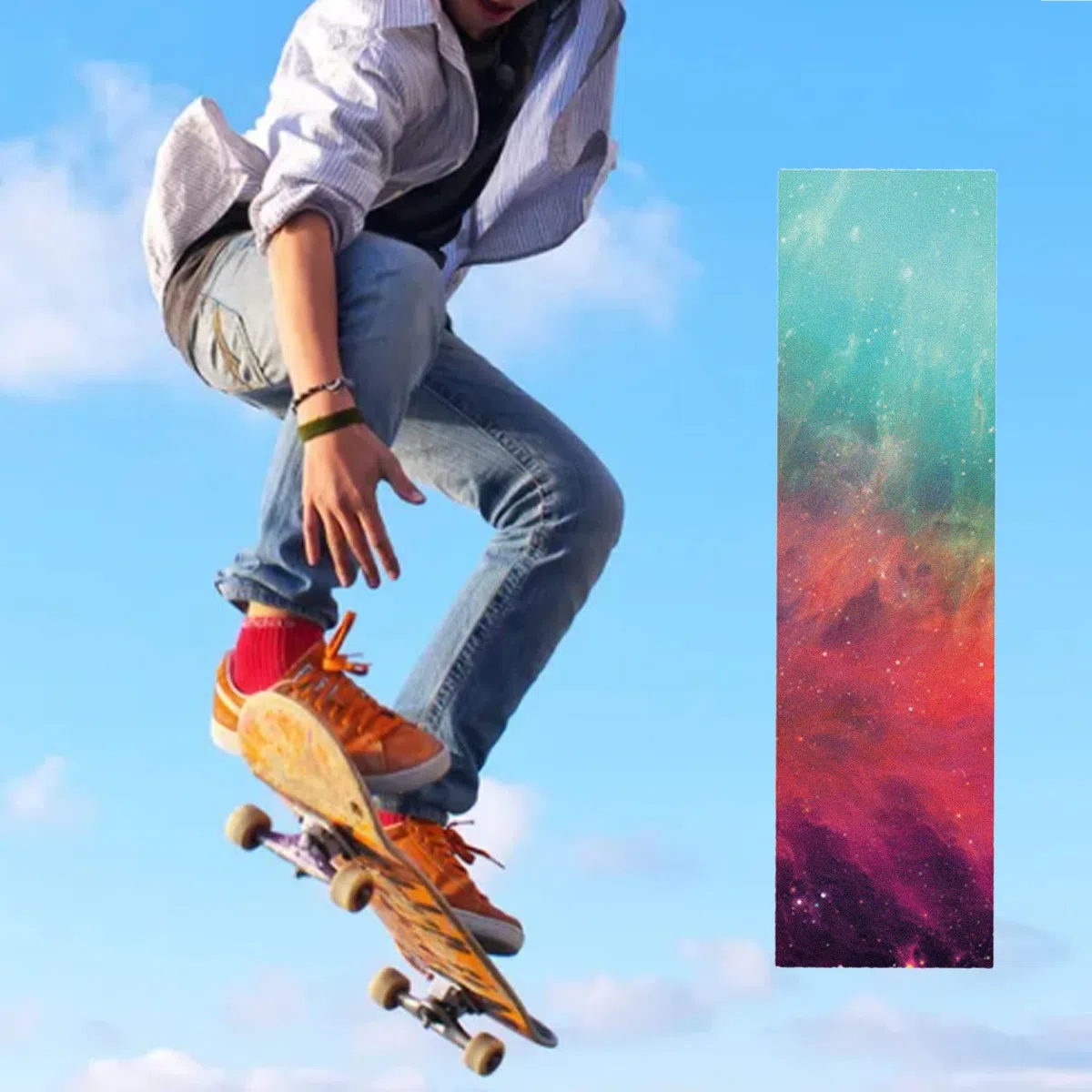 duoyif Skateboard Grip Tape, Cinta De Agarre Lijas Para Longboard Scooter Skateboards Pedal De Escaleras - Sin Burbujas, Impermeable, Antideslizante, Resistente Al Desgaste, 84 x 23 cm (A)