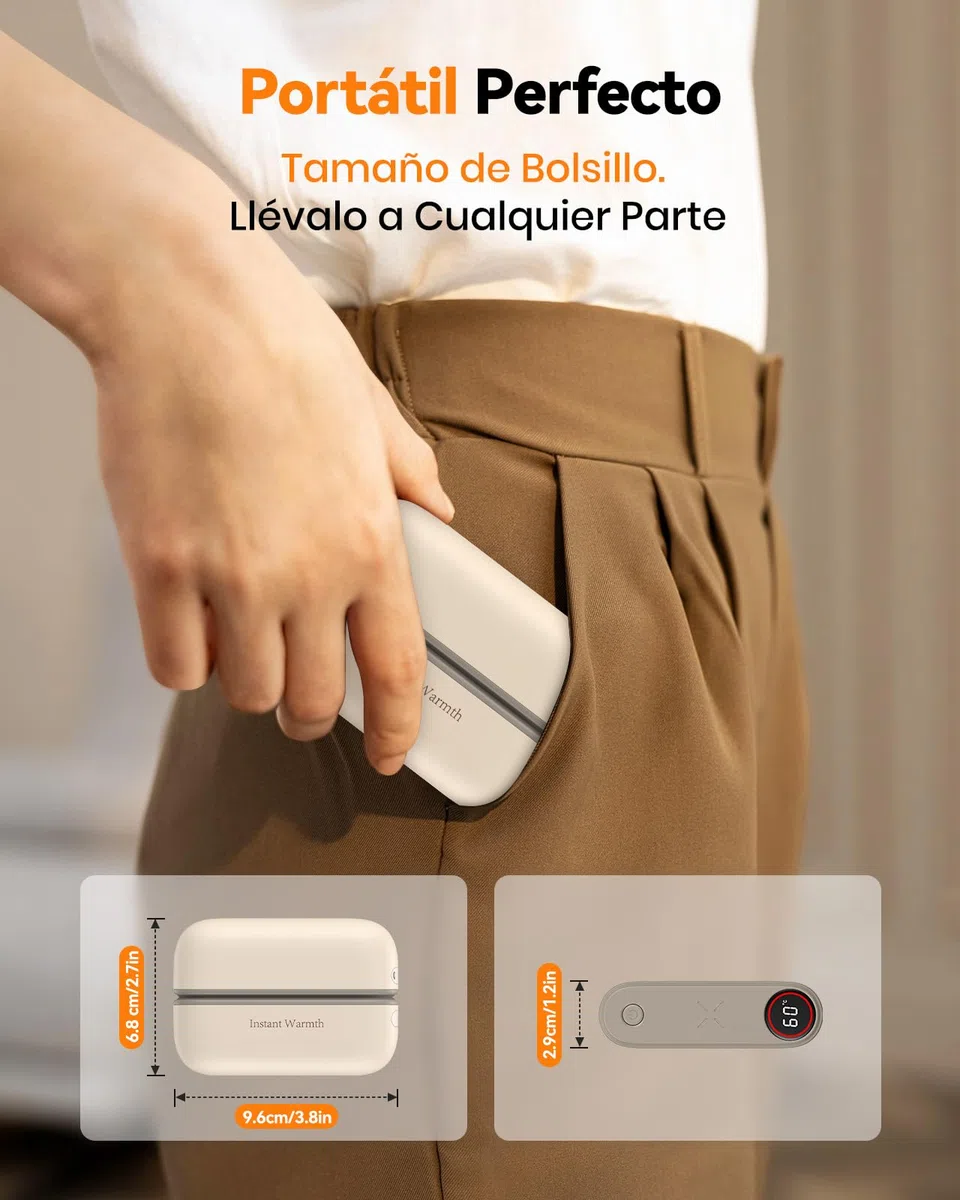 Calentador de Manos, 4000mAH*2 Calienta Manos, 3 Niveles de Calor hasta 60°C, Recargable 2 en 1, Magnético Calentador Manos, Tamaño de Bolsillo para Golf, Raynauds, Camping, Navidad Regalos