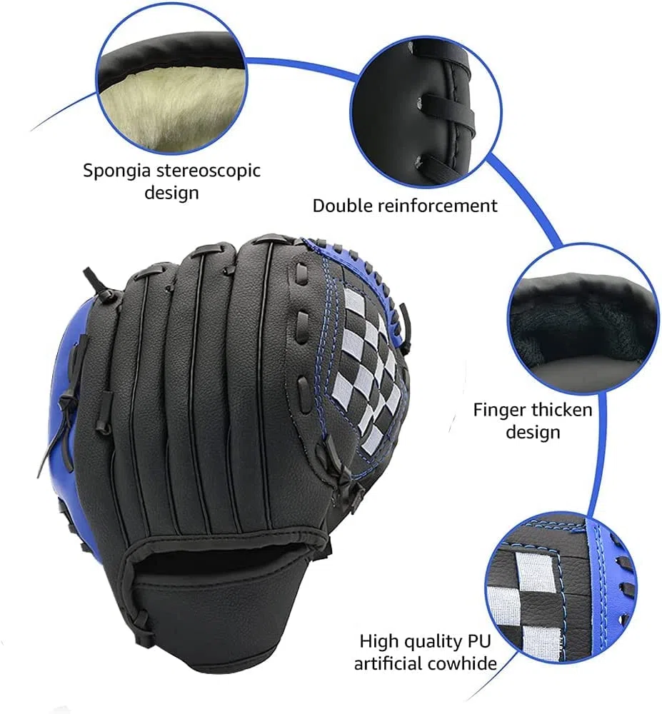 Guantes de béisbol para niños/Adolescentes/Adultos, Guantes de Softball, Guantes de Pelota Deportiva Guantes de Mano Izquierda de Cuero, Tiro Derecho