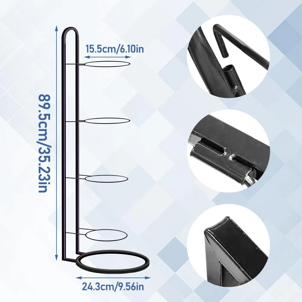 Soporte Pelotas Pared Estante Organizador De Bolas Multicapa Soporte de Bolas de Metal para Voleibol,Rugby,Baloncesto,Fútbol