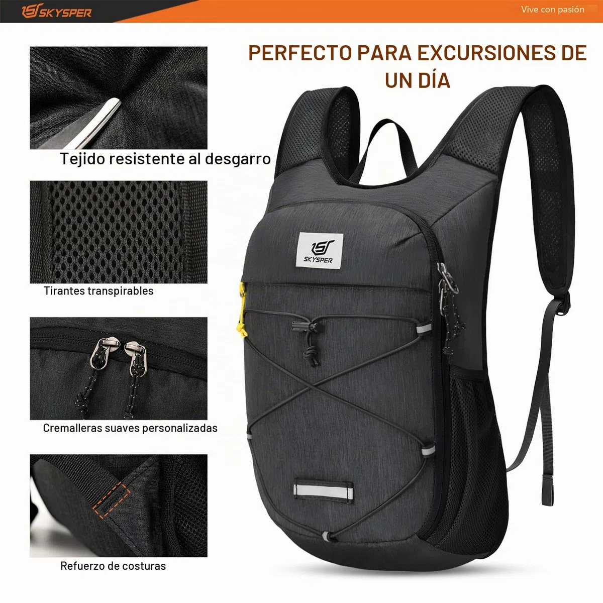 SKYSPER Mochila Plegable Ultraliger 10L, Mochila Pequeña Hombre Mujer Mochila de Viaje Mochila de Senderismo para Viajes Caminhada Deporte