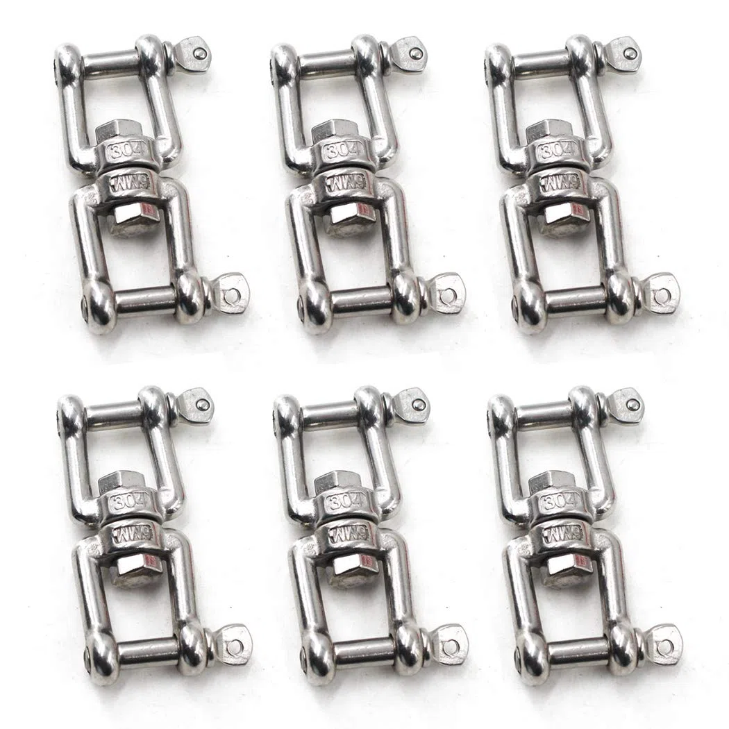 Flomore Conectores de cadena de anclaje de barco de acero inoxidable 304 con doble grillete giratorio M5 (paquete de 6)