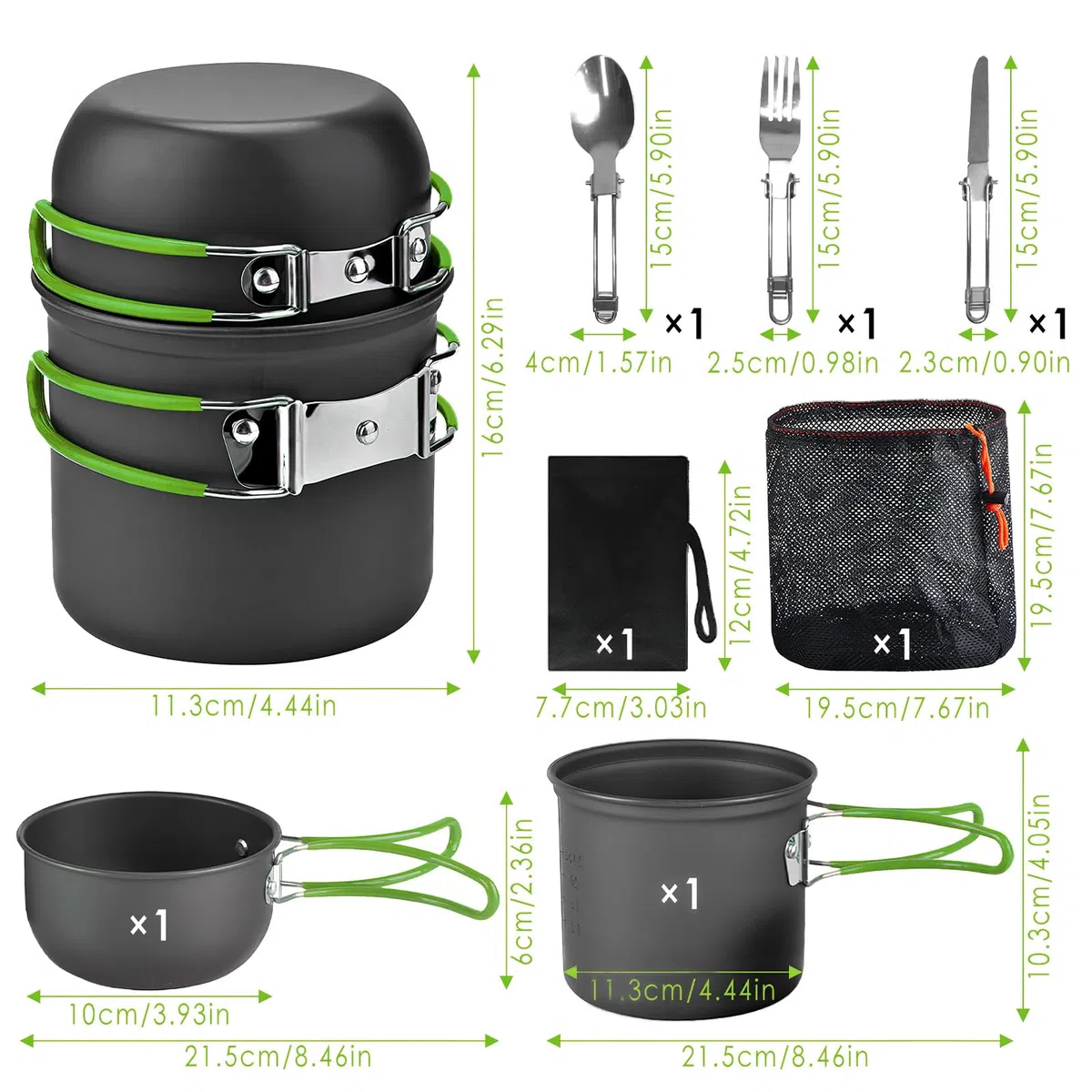 Utensilios de Cocina para Acampar, Olla de Cocina para Acampar Set, Utensilios de Cocina, para Camping para 1-2 Personas, para Acampar, Cocinar Aire Libre, Hacer Caminatas, Viajar