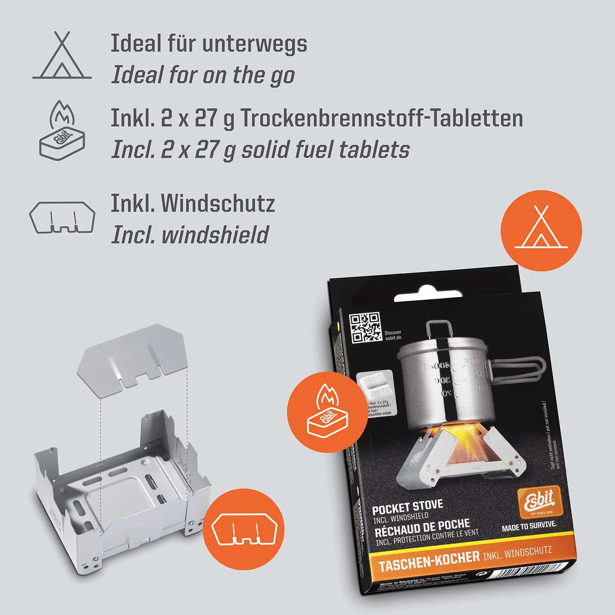 Esbit - Hornillo de bolsillo (incluye combustible seco)
