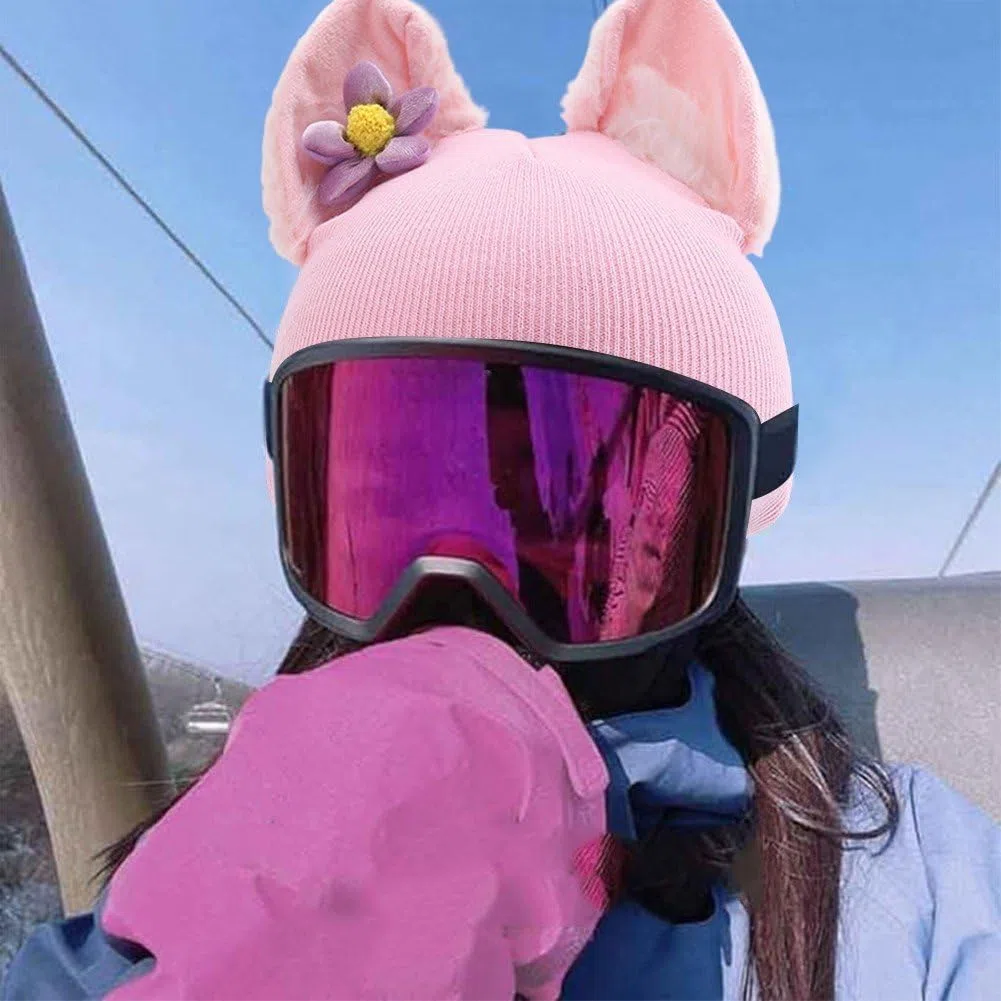 Bonita Funda para Casco De Esquí con Orejas De Gato, Calentador De Cabeza Unisex para Esquí, Bicicleta, Motocicleta, Accesorios para Casco Deportivo Aire Libre.