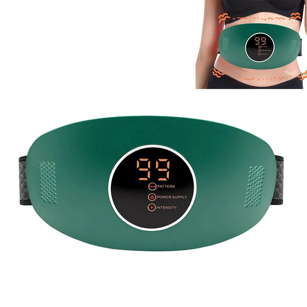 Cinturón Abdominal De Masaje, Máquina de masaje de barriga, Cinturón De Adelgazamiento Eléctrico, Masaje vibratorio en dos etapas, ideal para el hogar, la oficina y los viajes (verde)