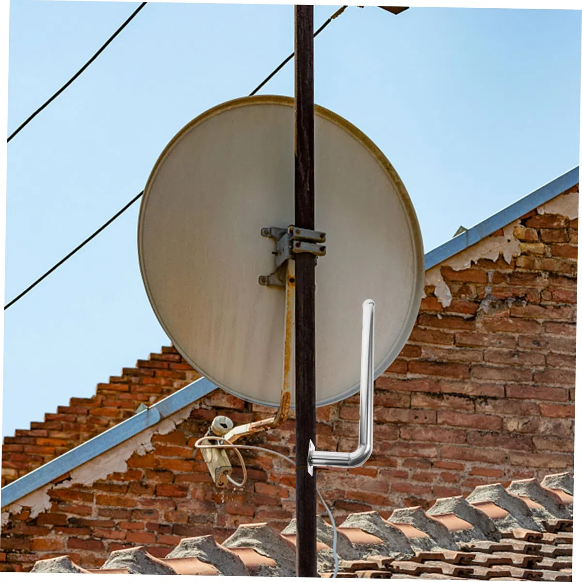 ORFOFE Soporte para Montaje de Antena Exterior de Acero Inoxidable, Soporte para Poste de Puente Inalámbrico, Resistente para Instalación en Áticos y Exteriores, Accesorio Metálico