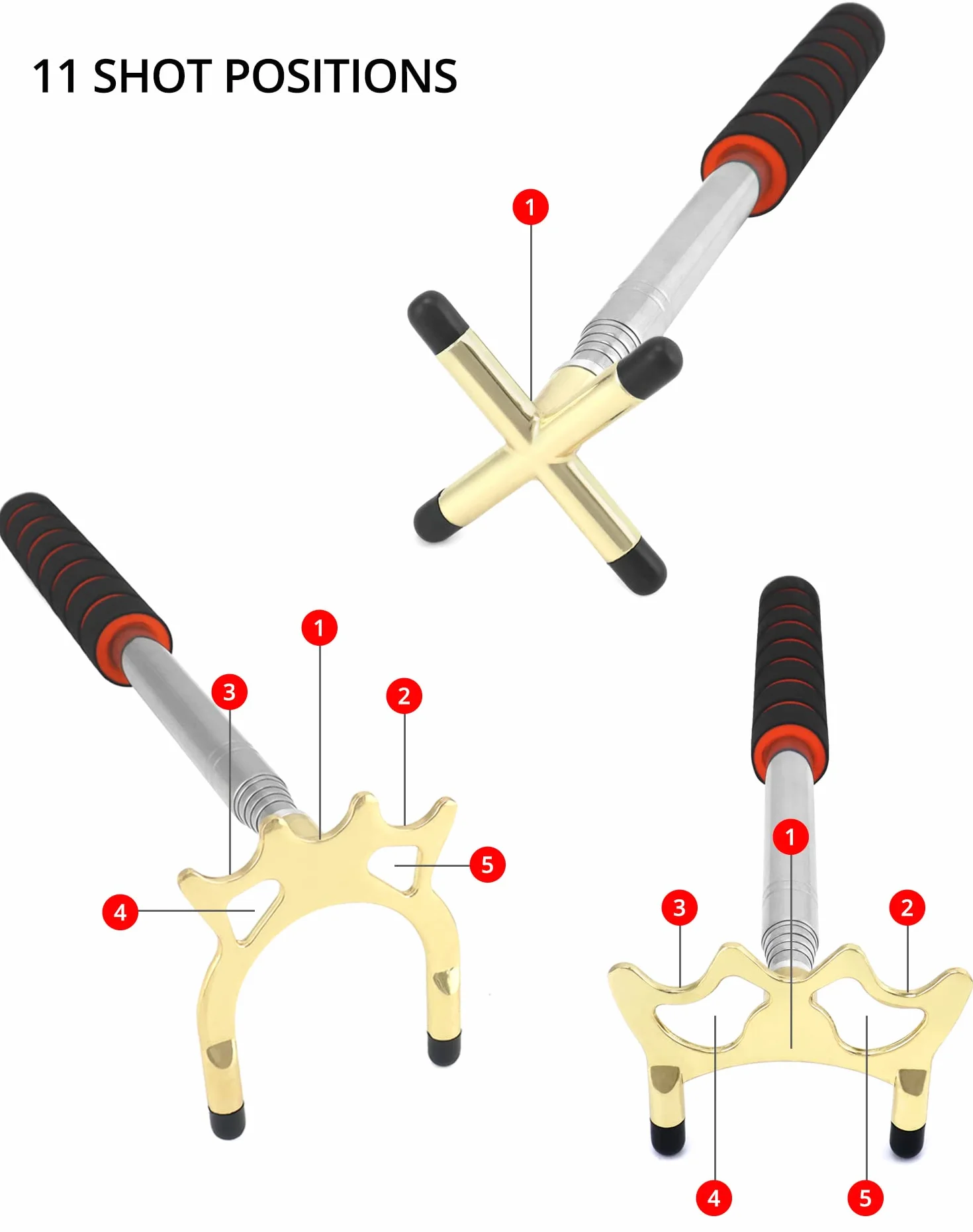 QWORK Puente para Tacos de Billar Retráctil 35~150 cm con 3 Cabezas de Latón Extraíbles