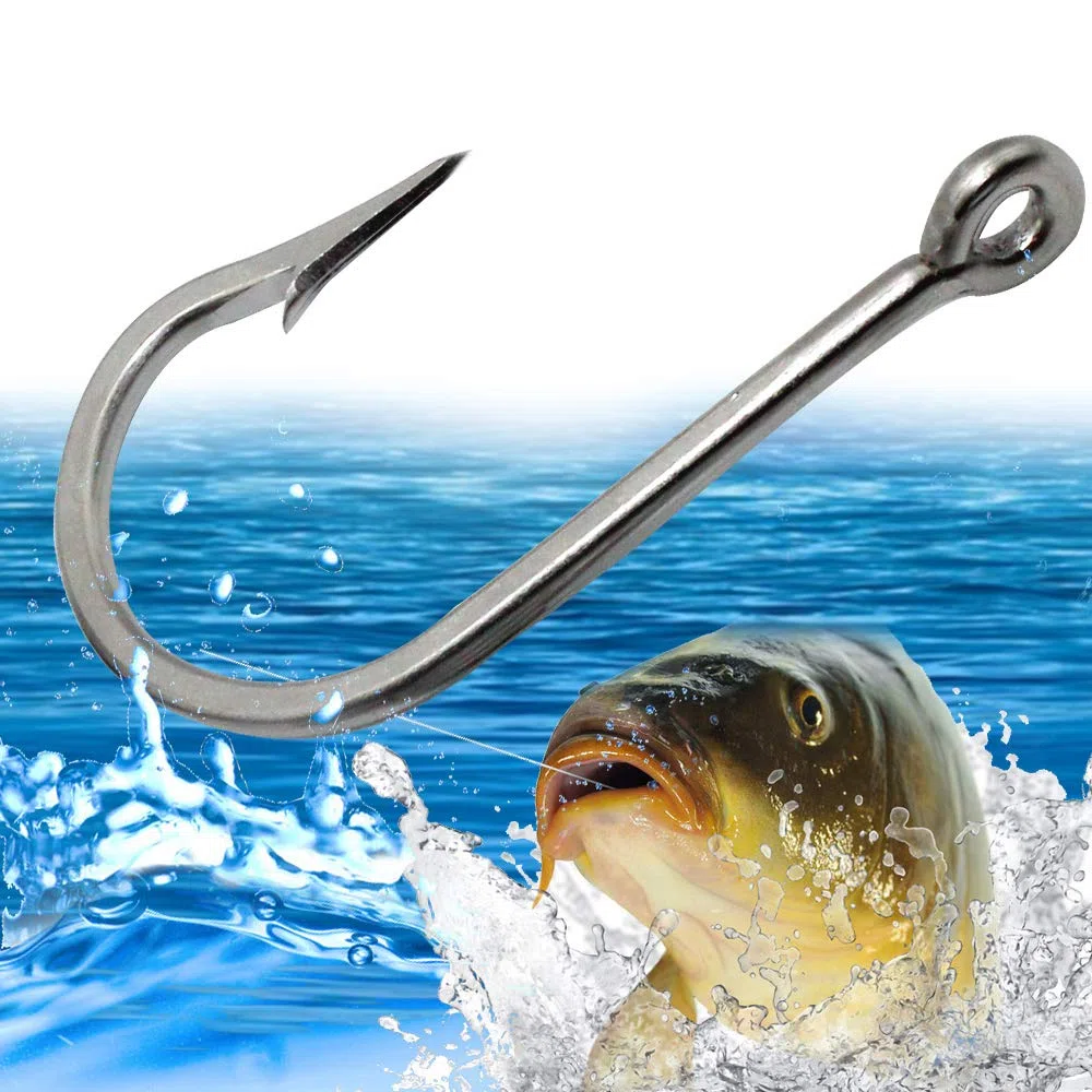 Ganchos de pesca de acero inoxidable, anzuelos de atún de agua salada, anzuelos de pesca grandes gigantes de tiburón bagre, 8 ganchos forjados, aparejos de pesca con caja