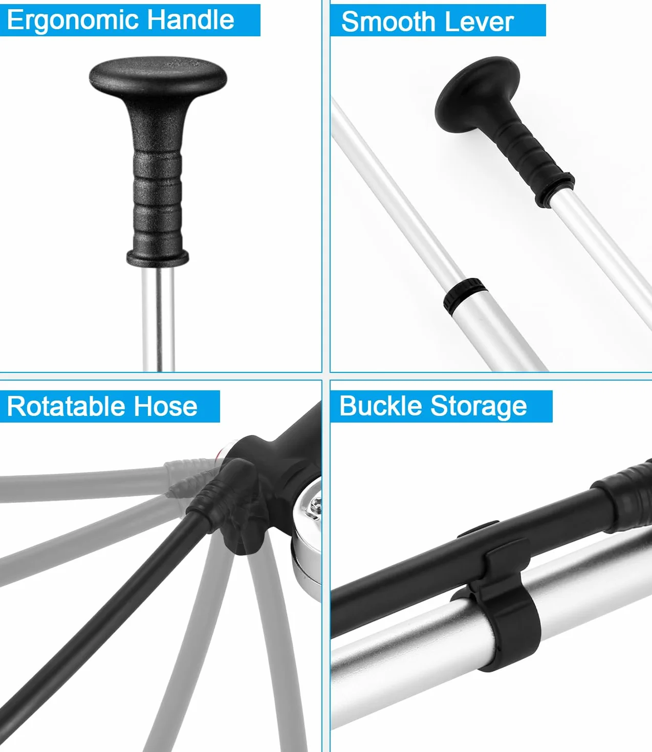Bomba de Choque de Alta presión(MAX 300 PSI), Bomba de Bicicleta con manómetro y botón de Purga, Horquilla/suspensión Trasera 2 en 1 y Bomba de neumáticos para Bicicleta MTB, Bicicleta de Carretera