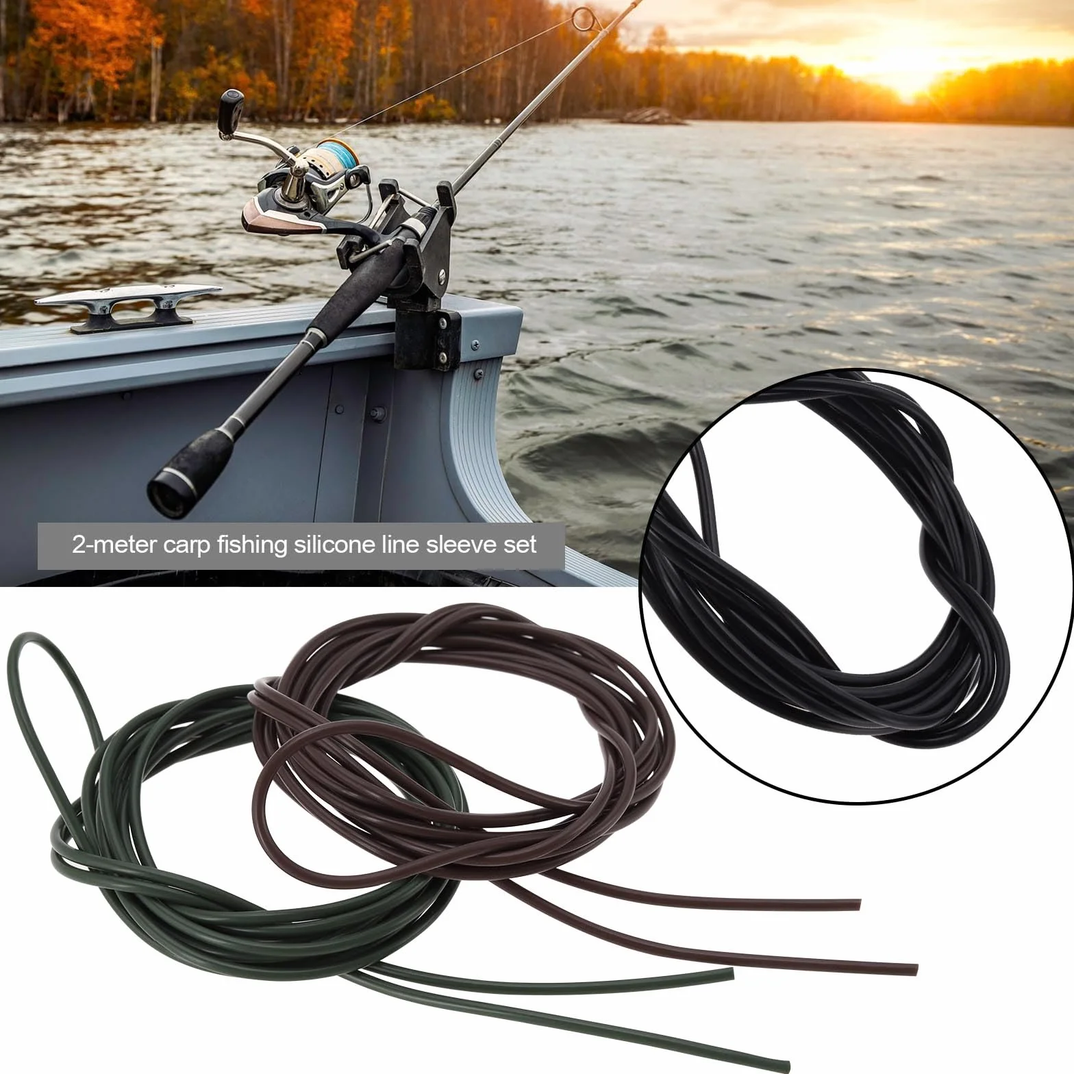 EMSea 6Pcs Tubos Termorretráctiles de Goma de Silicona de 2 Metros para Pesca de Carpas Aparejos de Pesca con Cebo Antienredos en 3 Colores para Aparejos de Pesca de Carpas
