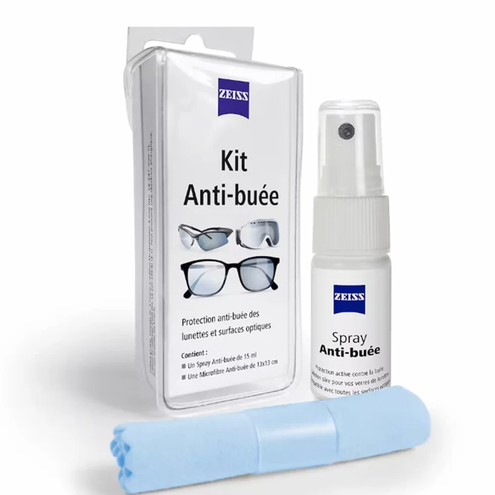 ZEISS - Kit antiniebla para gafas, lente fotográfica, cámara y máscara de esquí o piscina, 1 spray antiempañamiento de 15 ml + paño de microfibra de 13 x 13 cm