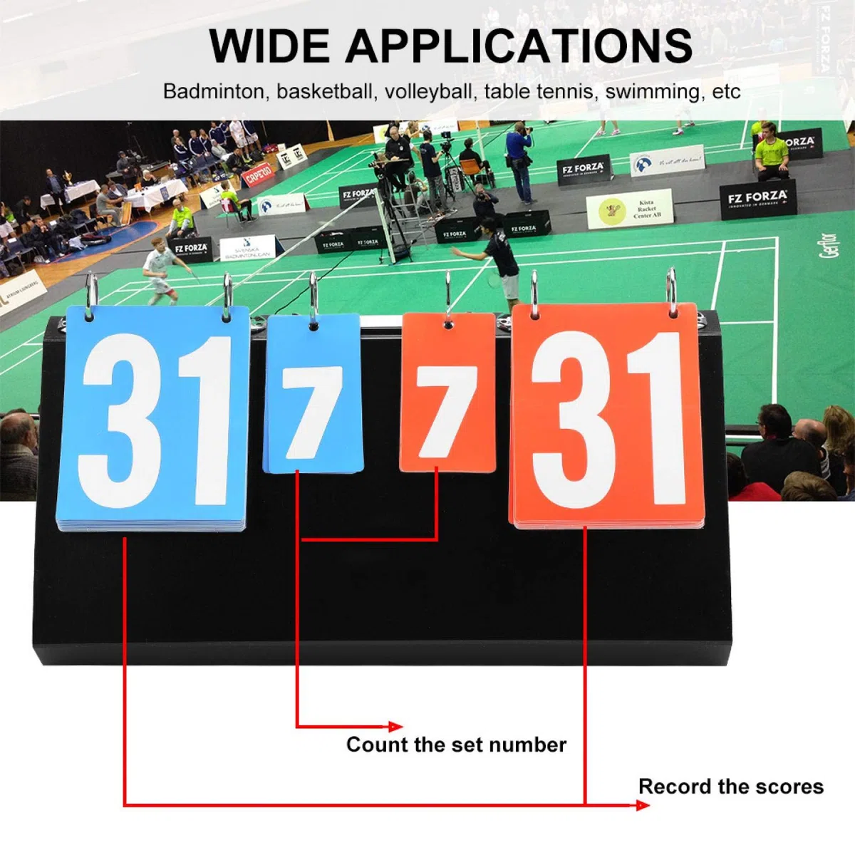 Tissting Marcador Deportivo Plegable, Portátil de 4 Dígitos con Anillo de Metal y Botones Voleibol Bádminton Tenis de Mesa y Baloncesto Tablero de Puntuación Manual 0-99 para Partidos Entrenamientos