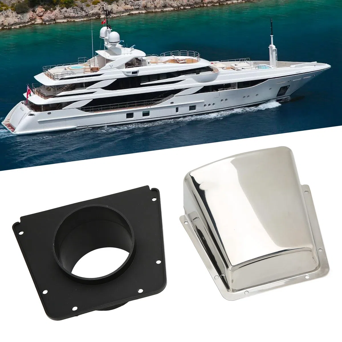 Cubierta de Ventilación Marina de Acero Inoxidable 304 con Base de Nylon a Prueba de Humedad Ventilador de Toma y Escape para Barcos y Yates