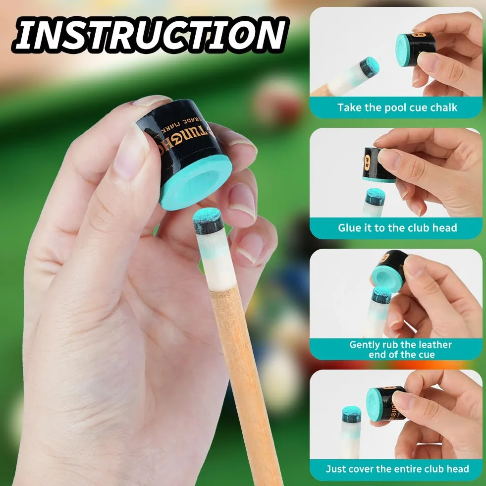 flintronic Tiza Billar, 6PCS Tizas para Tacos de Billar Antideslizante para Torneos
