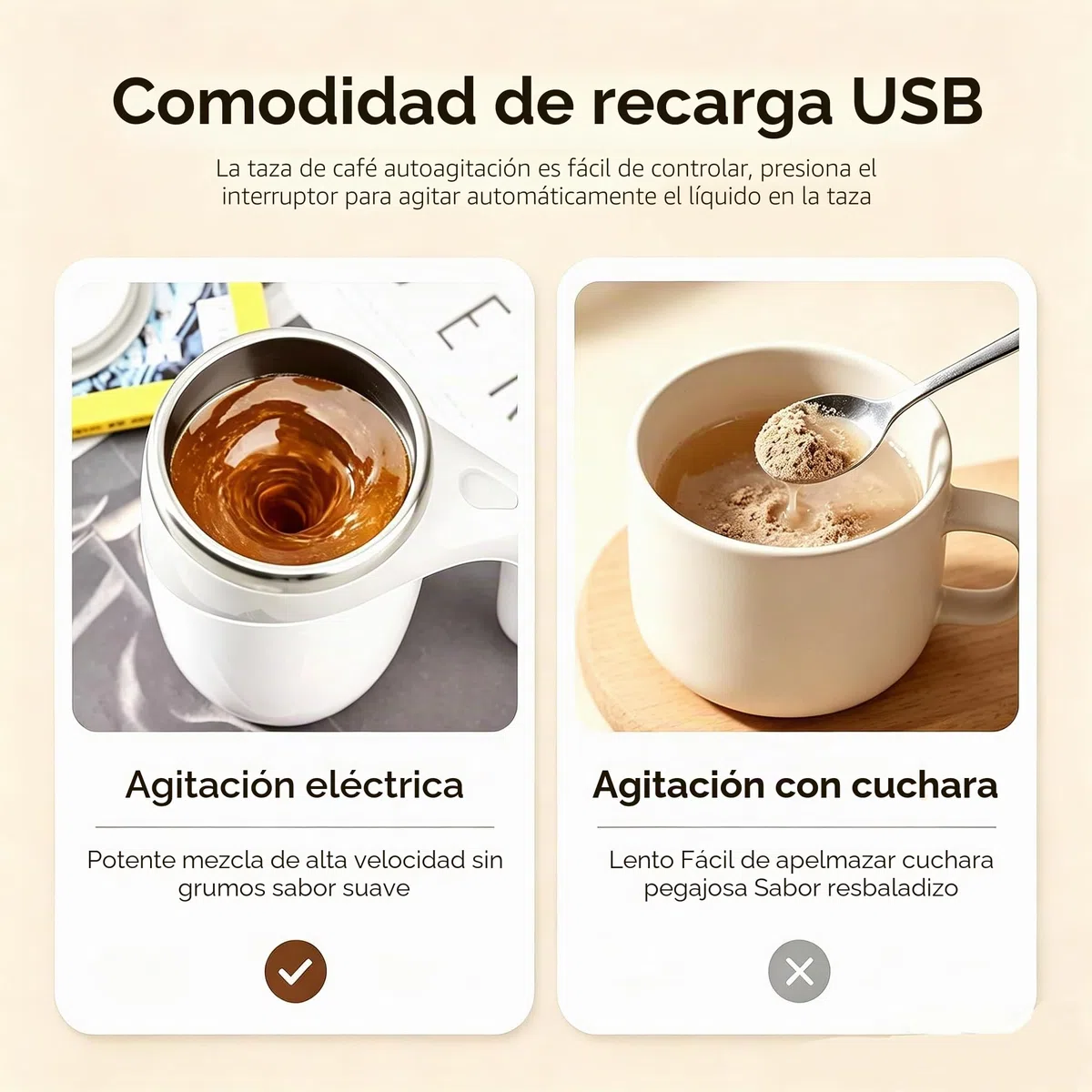 Zerodis Taza de café Agitadora Magnética Eléctrica, Taza Mezcladora de Acero Inoxidable, Taza de Viaje, Taza Mezcladora Automática para café, Leche, Cacao, 380ML (Blanco)